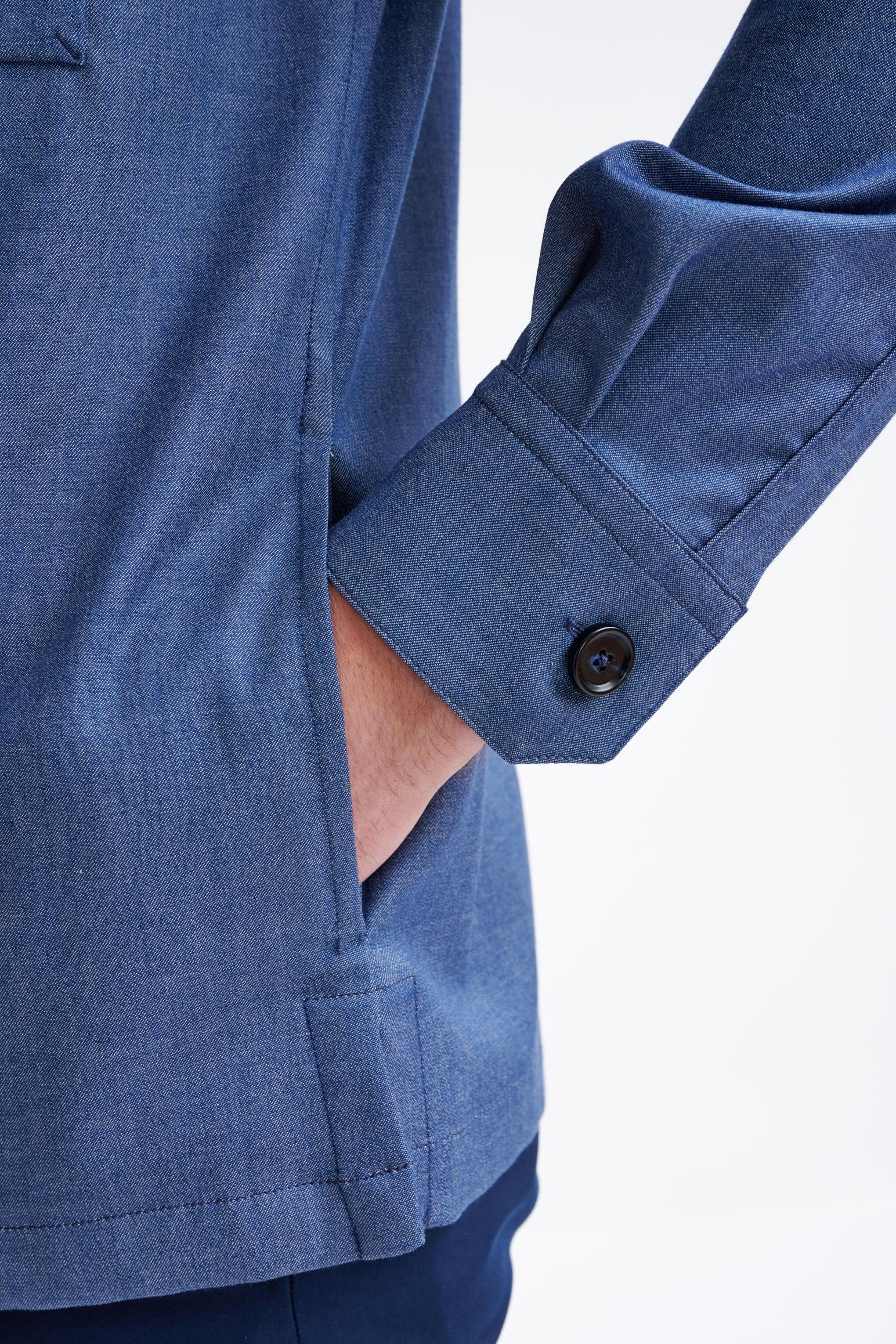 Blue Cotton Plymouth Overshirt Cashmere Denim - Image 4
