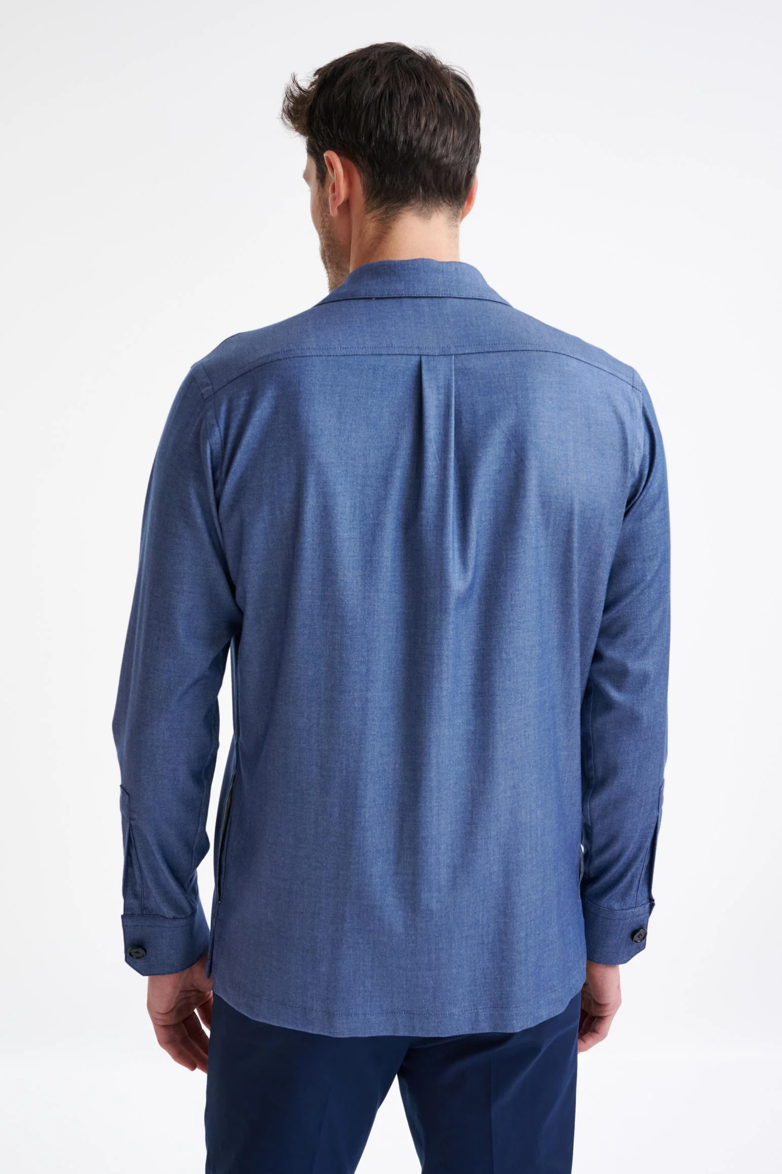 Blue Cotton Plymouth Overshirt Cashmere Denim - Image 6