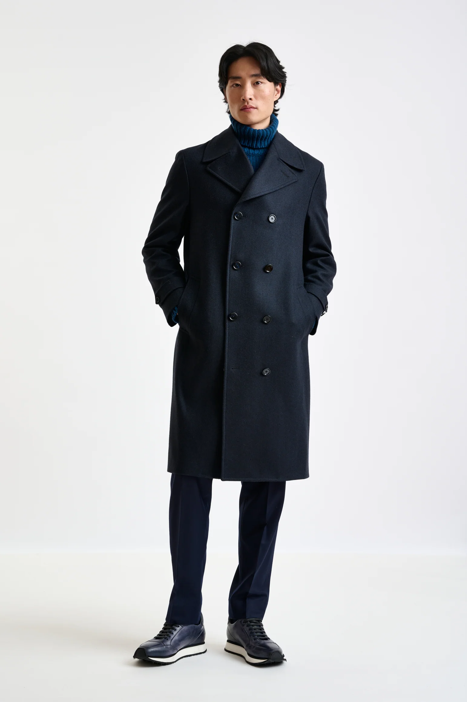 Dark Blue Wool Sheffield Overcoat Zeus