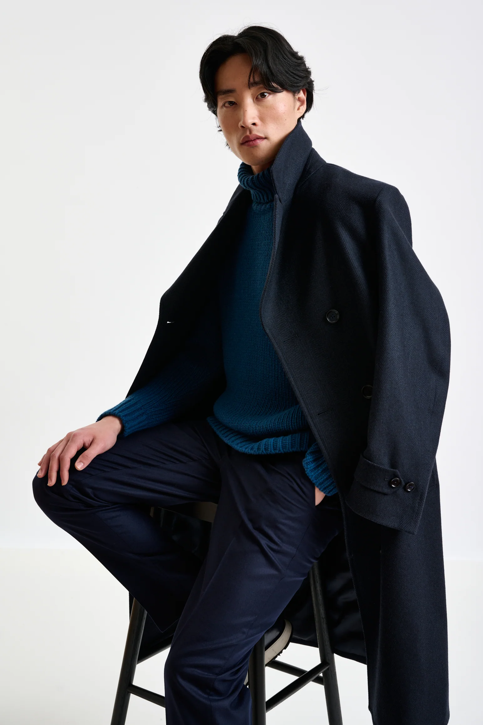 Dark Blue Wool Sheffield Overcoat Zeus - Image 10