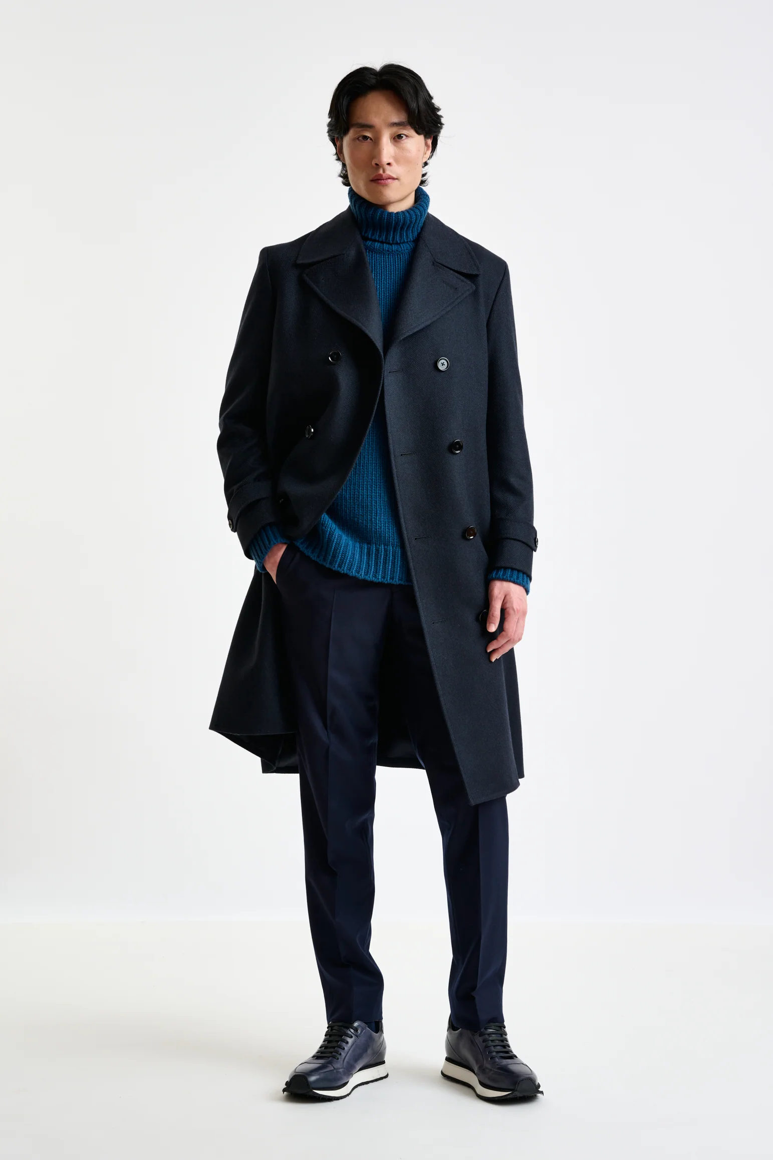 Dark Blue Wool Sheffield Overcoat Zeus - Image 2
