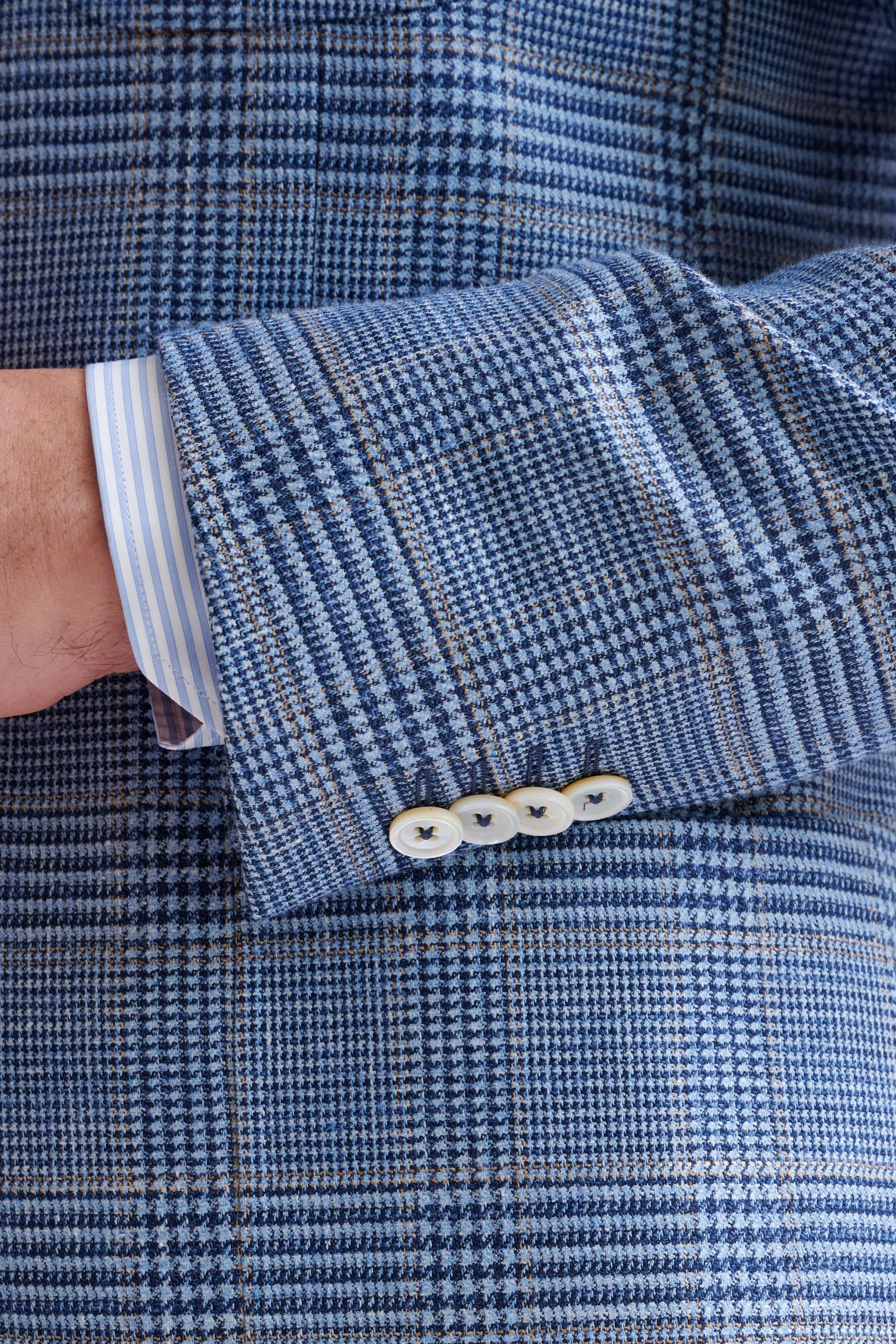Light Blue Check Wool & Silk Kenton Jacket Amalfi Trend - Image 2