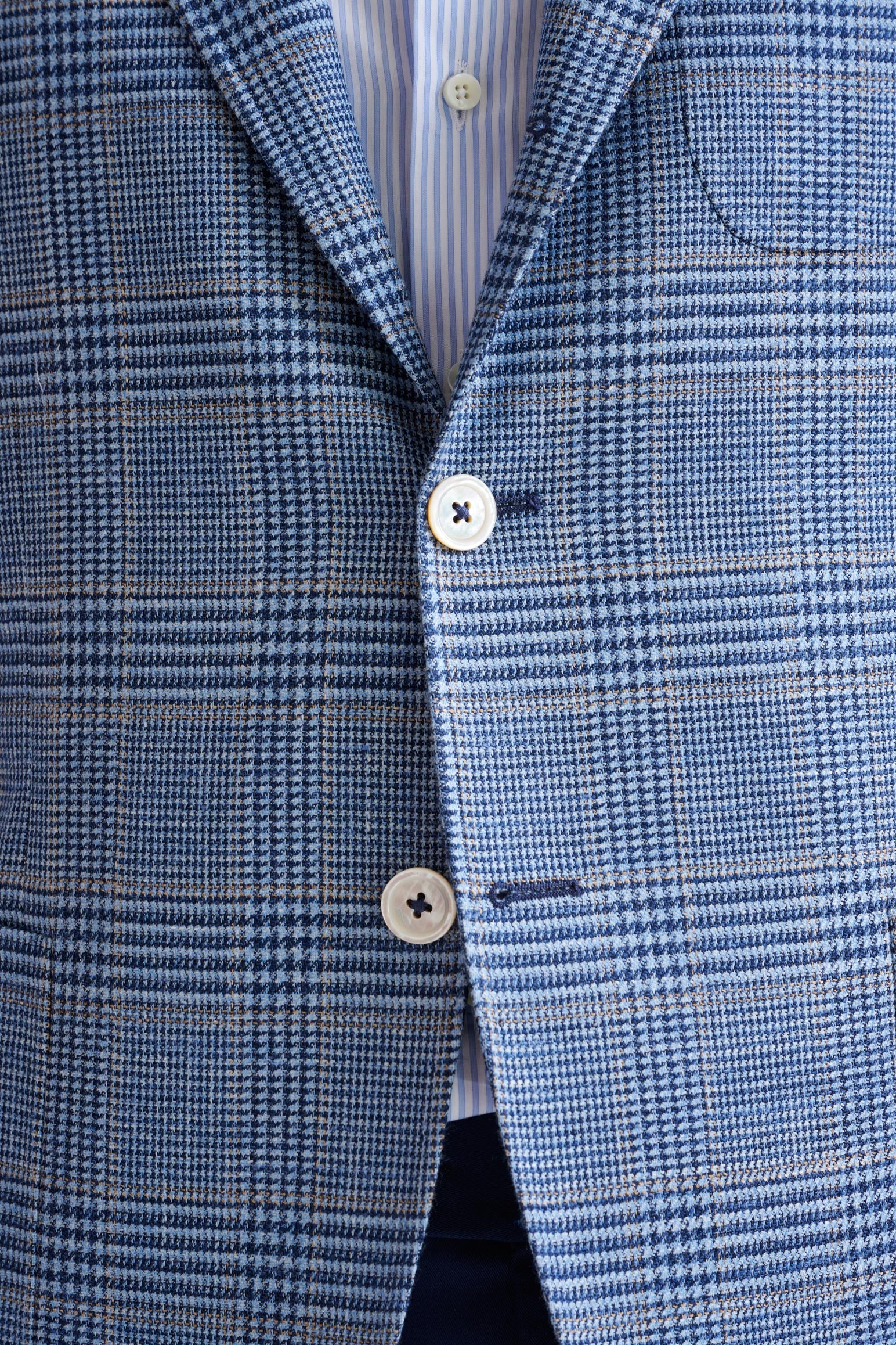 Light Blue Check Wool & Silk Kenton Jacket Amalfi Trend - Image 3