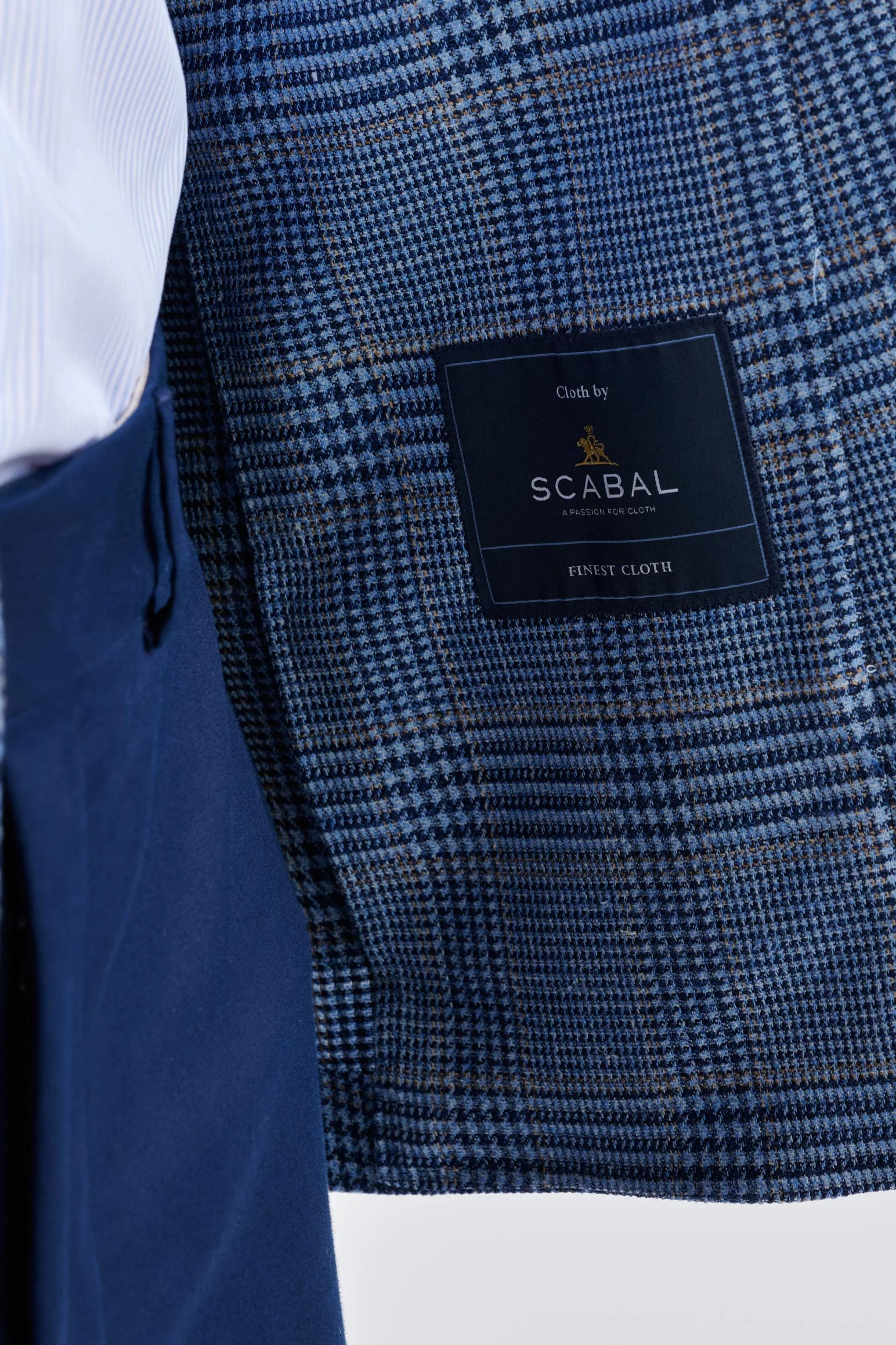 Light Blue Check Wool & Silk Kenton Jacket Amalfi Trend - Image 4