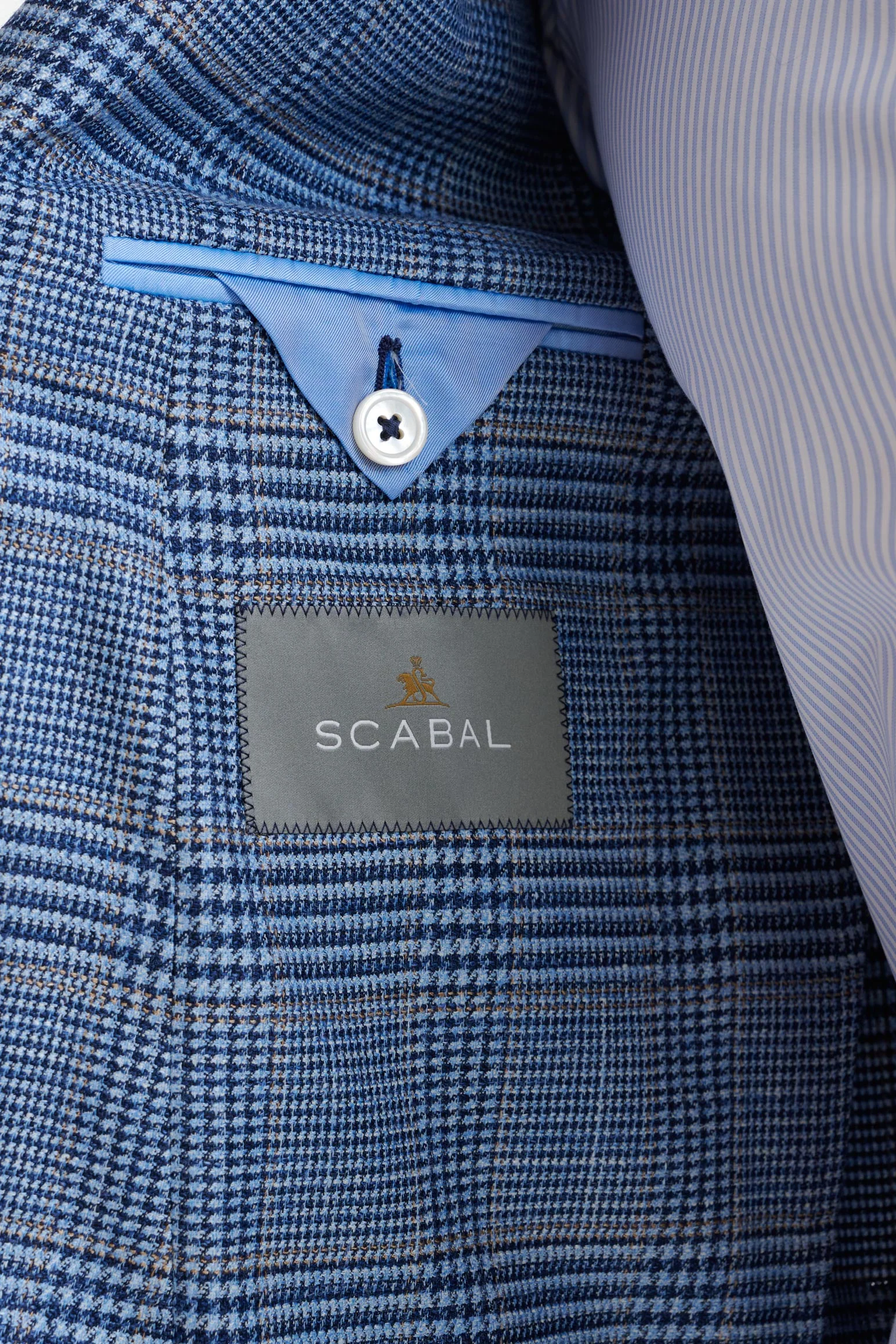 Light Blue Check Wool & Silk Kenton Jacket Amalfi Trend - Image 5