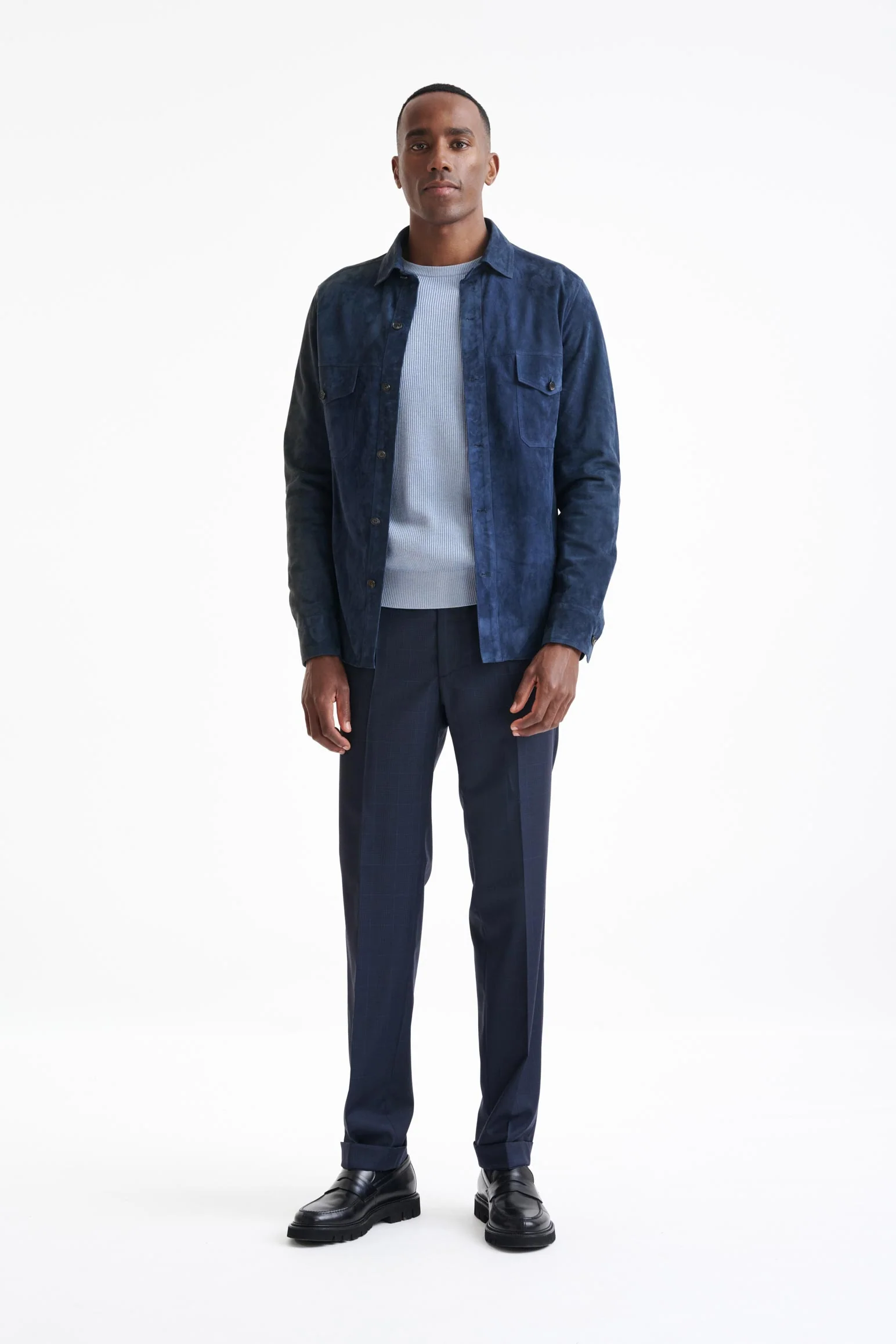 Blue Hexham Goat Suede Shirt Jacket - Image 2