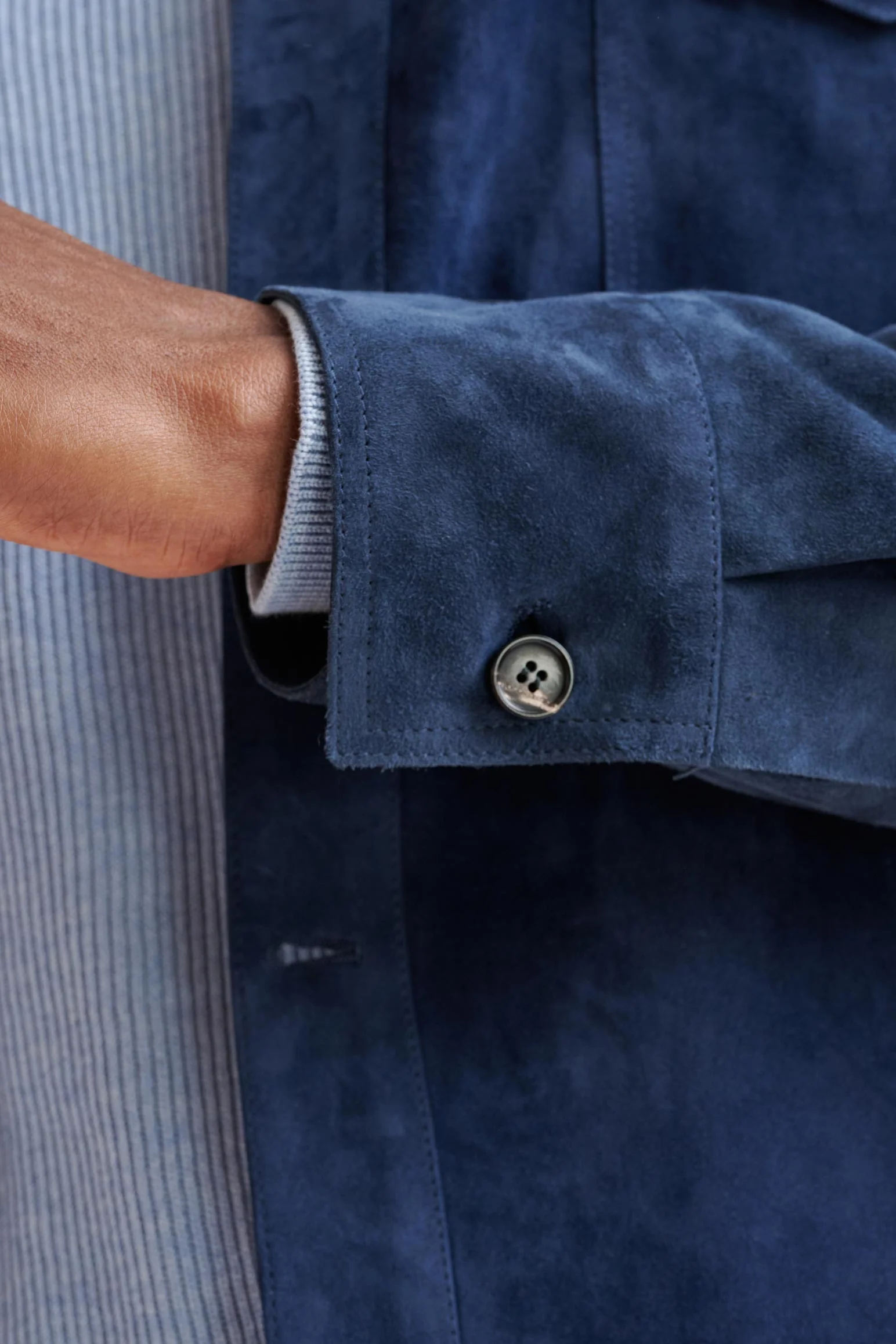 Blue Hexham Goat Suede Shirt Jacket - Image 4