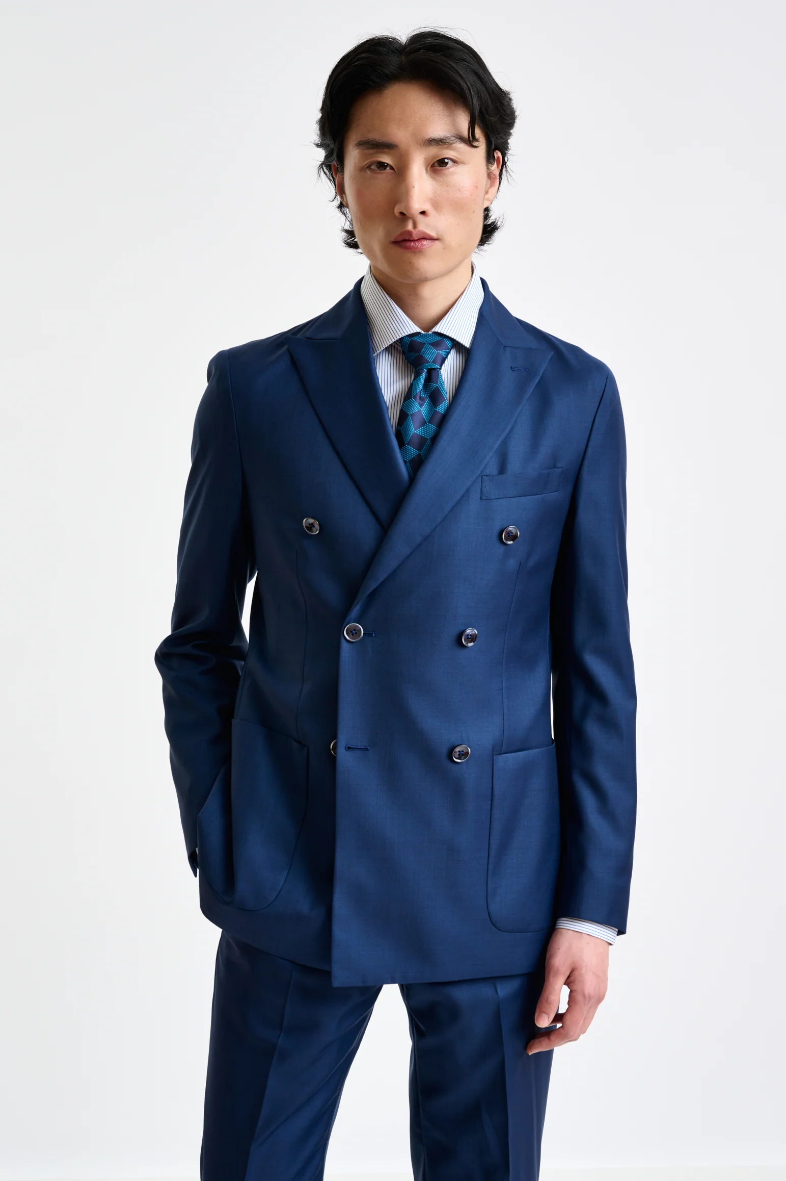 Blue Super 140's Wool & Cashmere Kenton Suit Triumph - Image 6