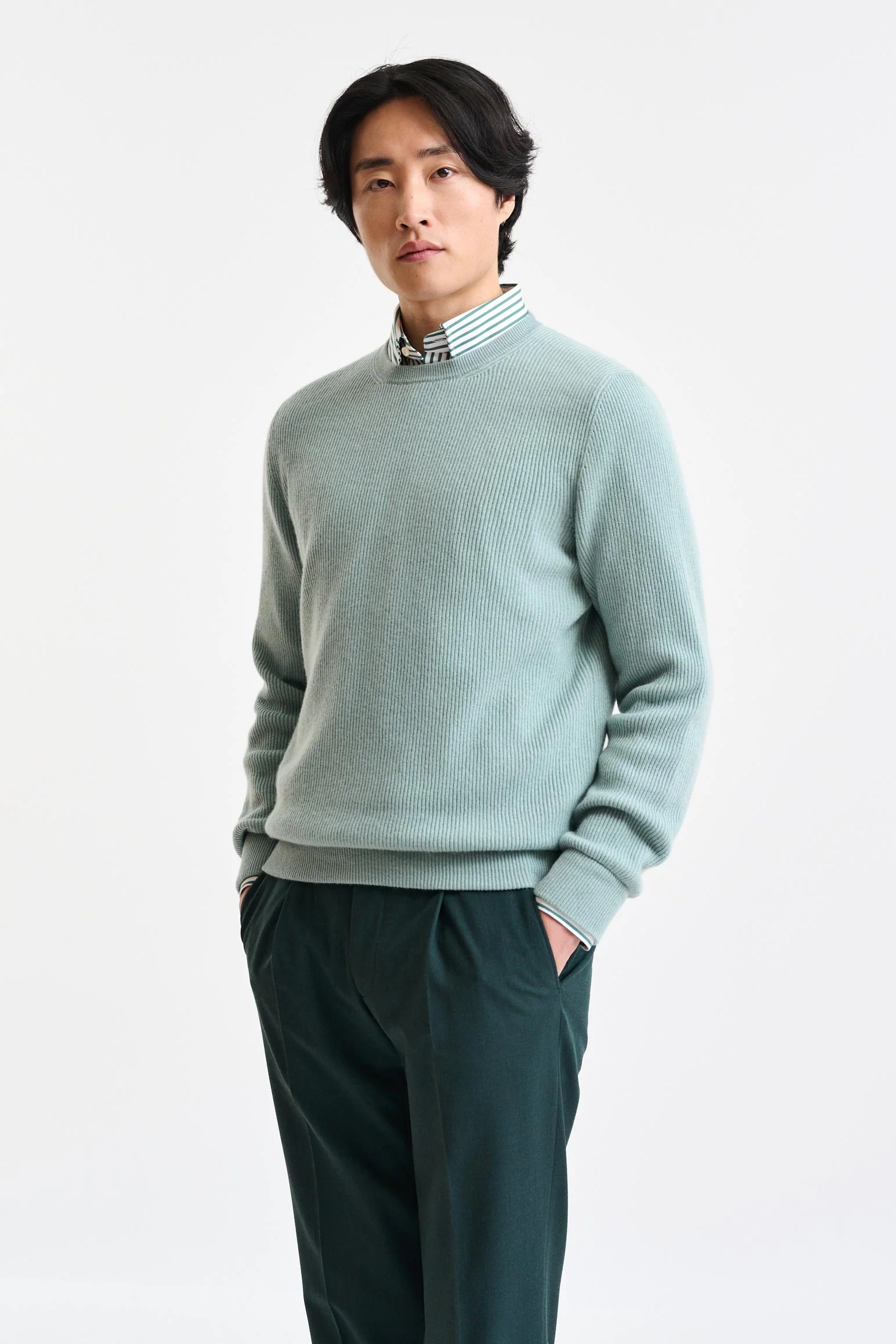 Blue Surf Cashmere Harrow Crewneck Knitwear