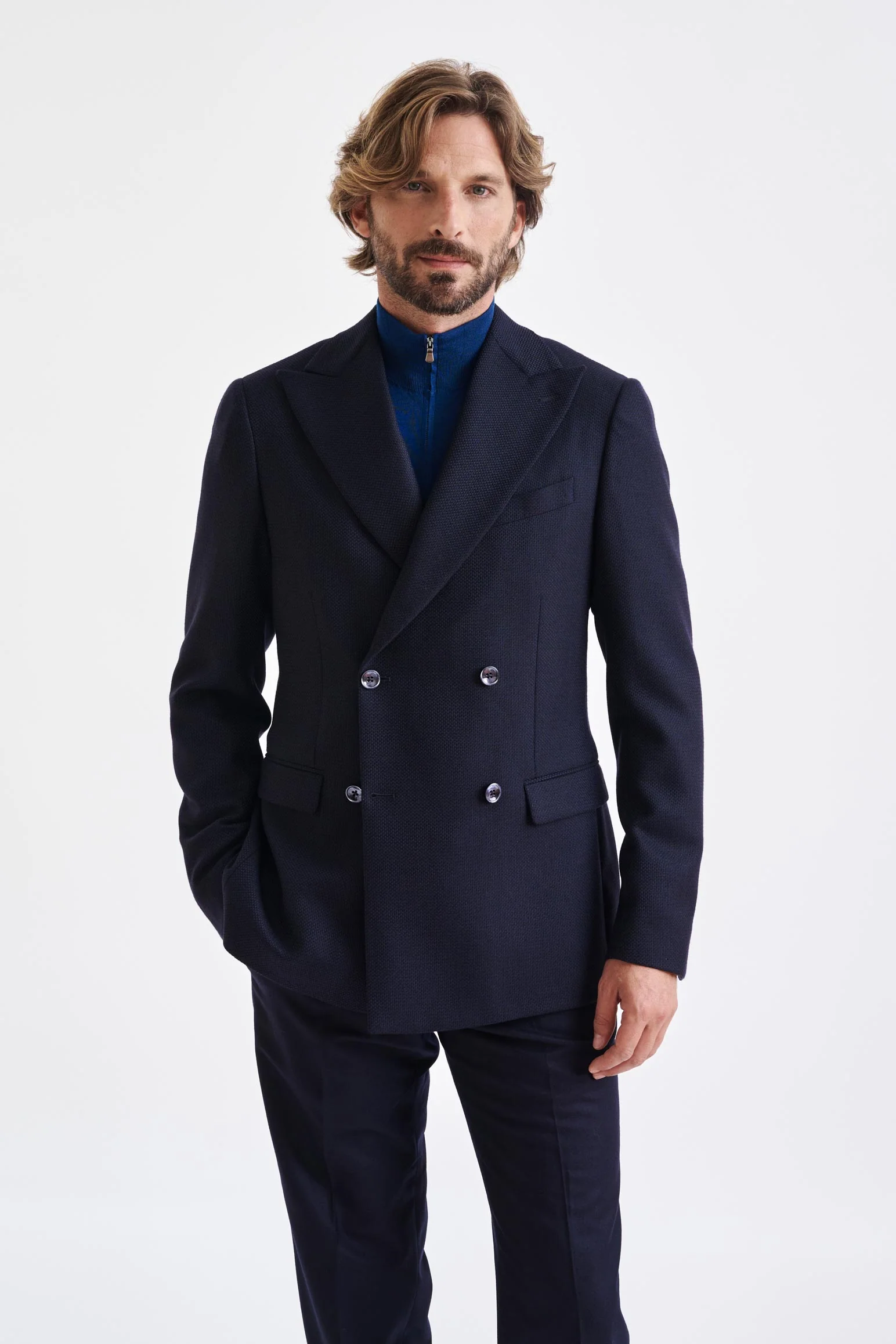 Blue Super 100's Wool Soho Jacket Sonata