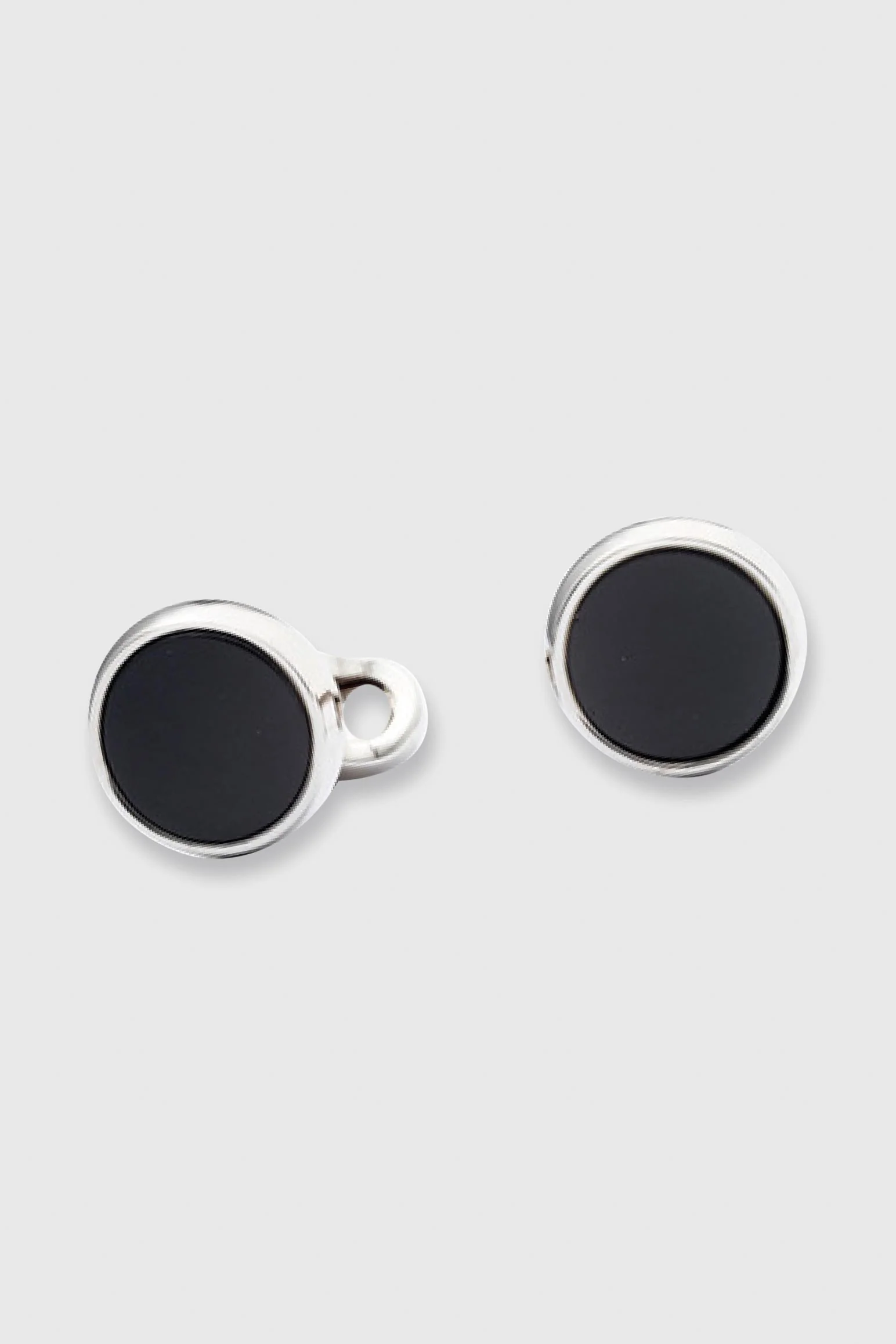 Brass Cufflinks with Real Semi-Precious Black Onyx Stones