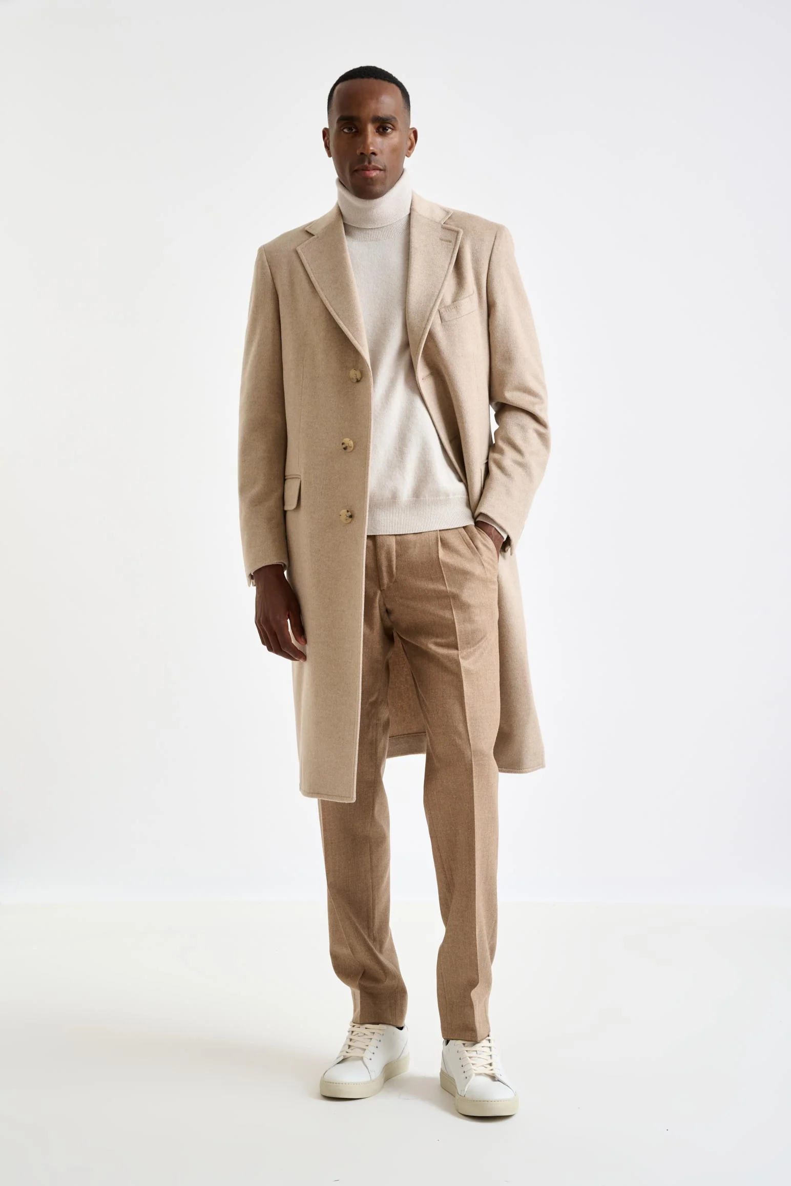 Beige 100% Cashmere Hereford Overcoat Zeus - Image 2