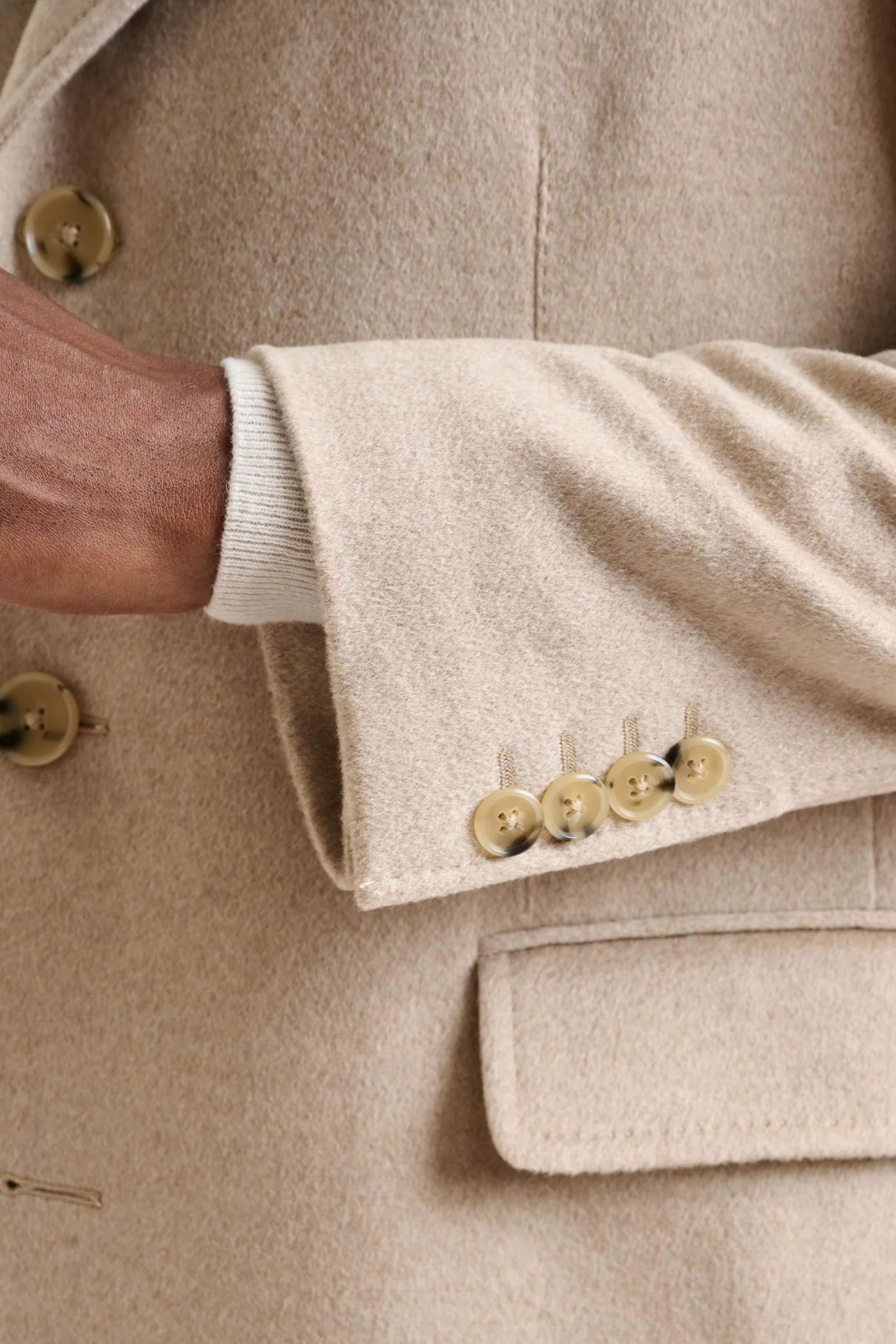 Beige 100% Cashmere Hereford Overcoat Zeus - Image 6