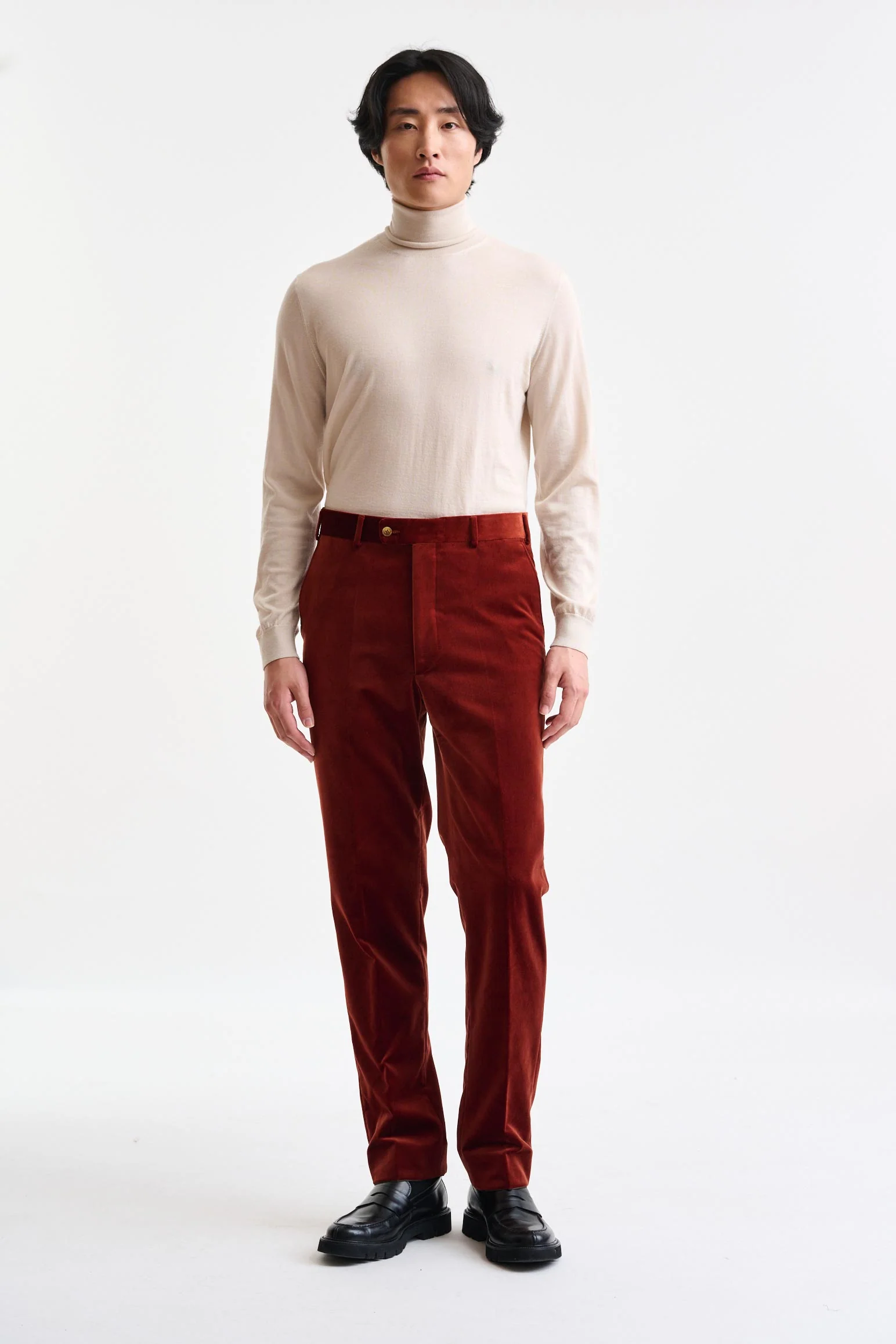 Rust Brown Farley Trousers Fine Velvet - Image 2