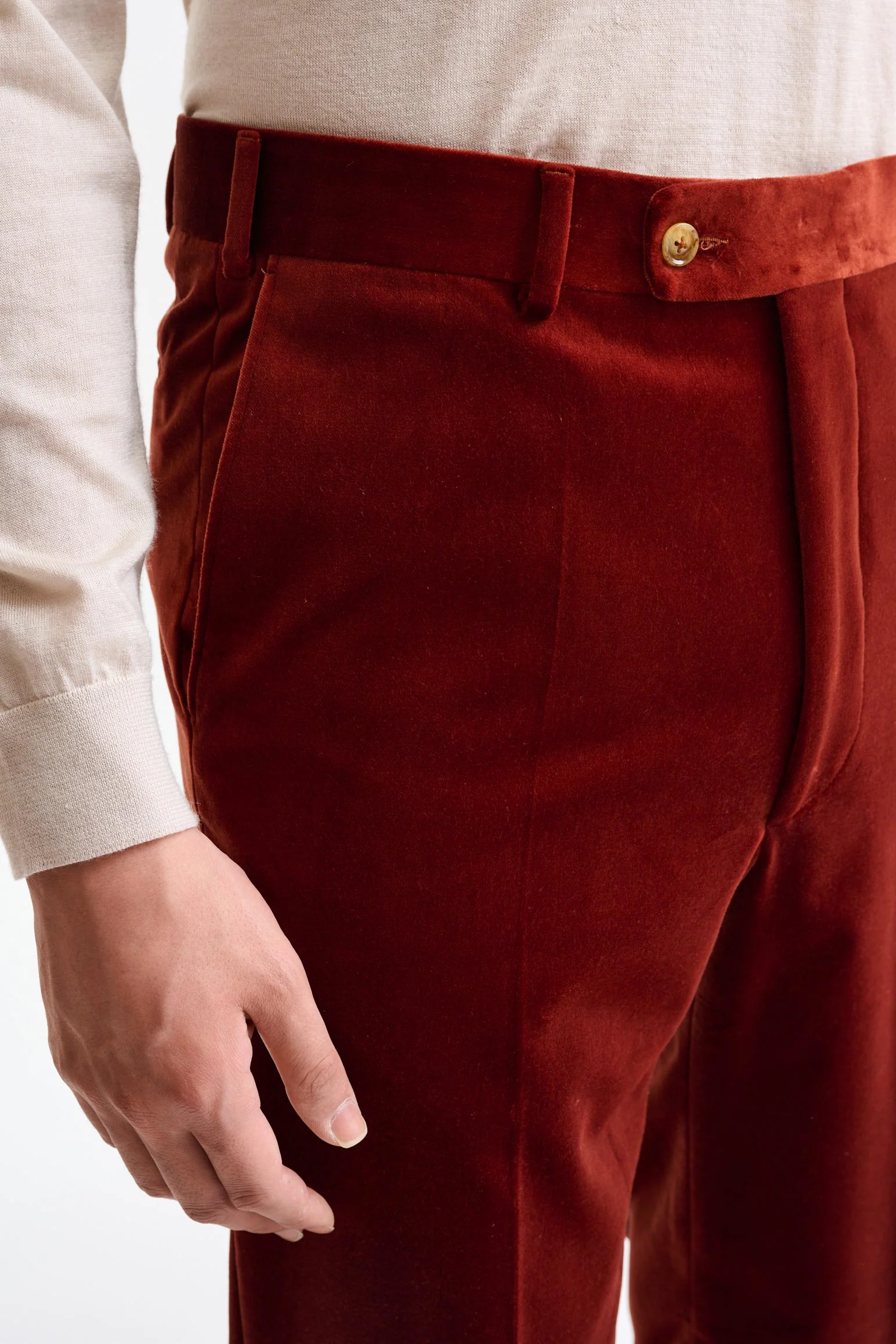 Rust Brown Farley Trousers Fine Velvet - Image 3