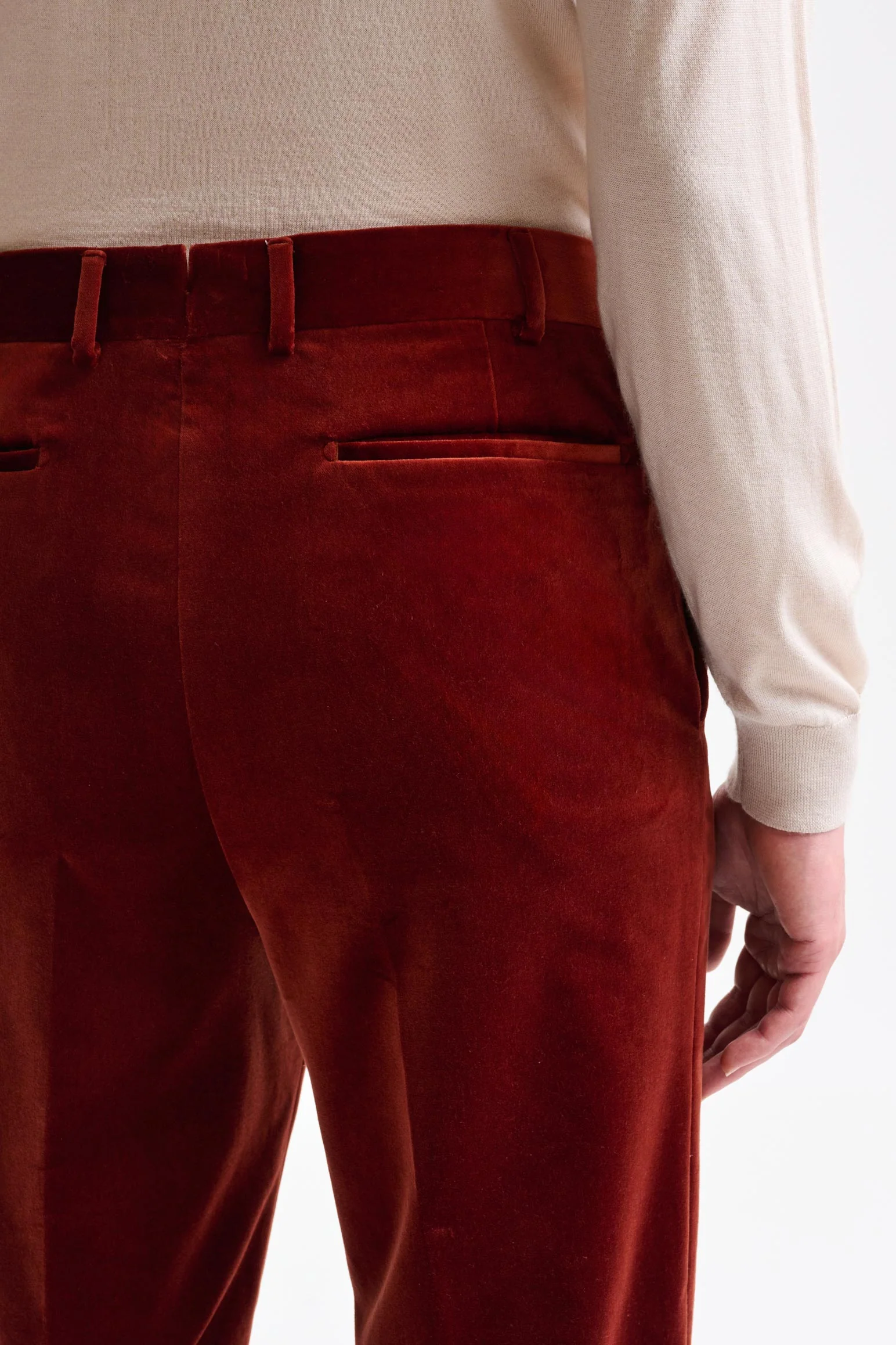 Rust Brown Farley Trousers Fine Velvet - Image 4