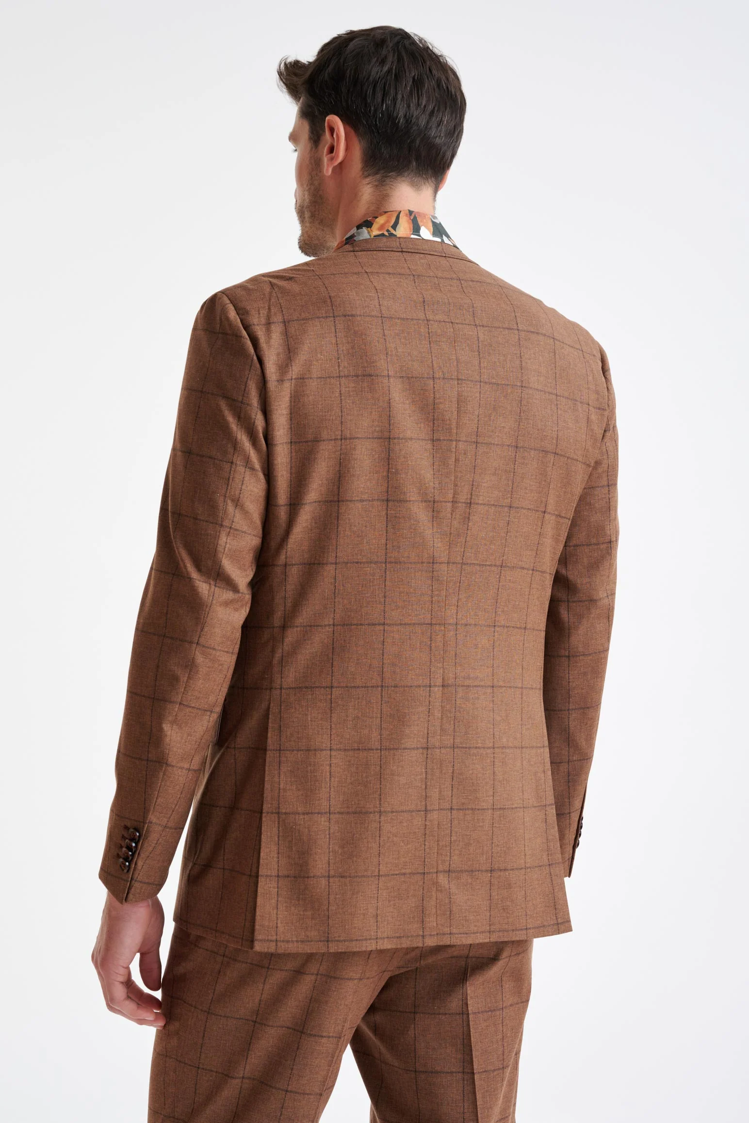 Brown Check Wool & Cotton Kenton Jacket Lifestyle - Image 7