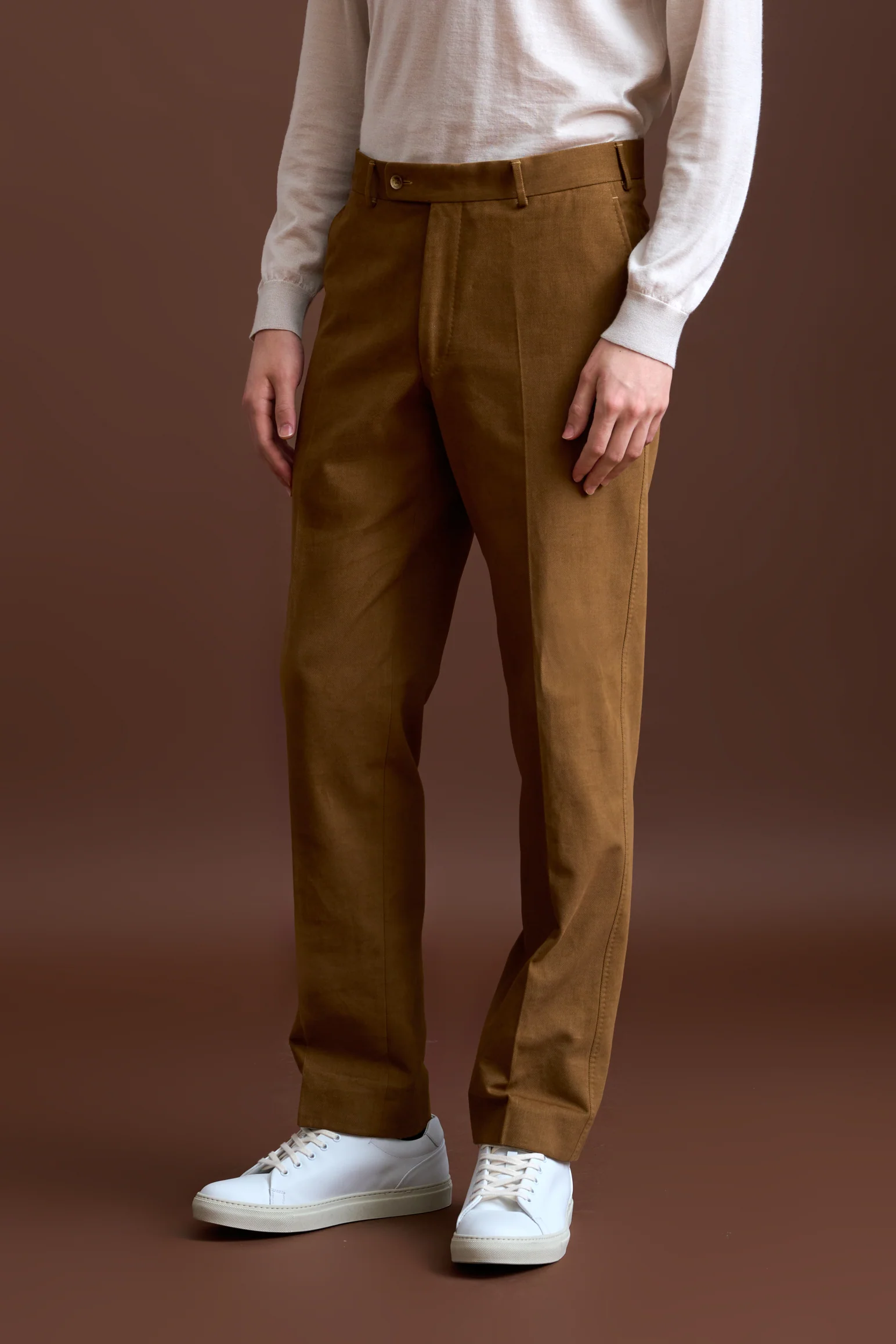 Brown Cotton & Cashmere Farley Trousers