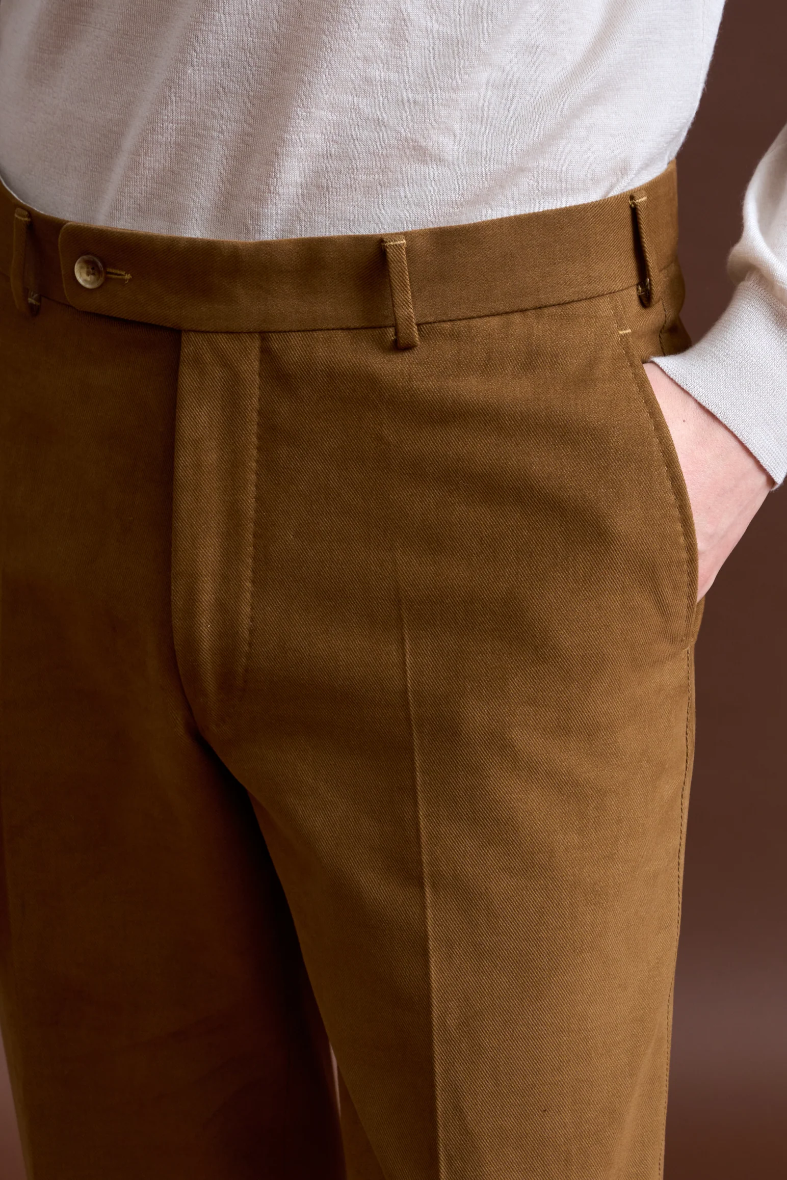 Brown Cotton & Cashmere Farley Trousers - Image 5