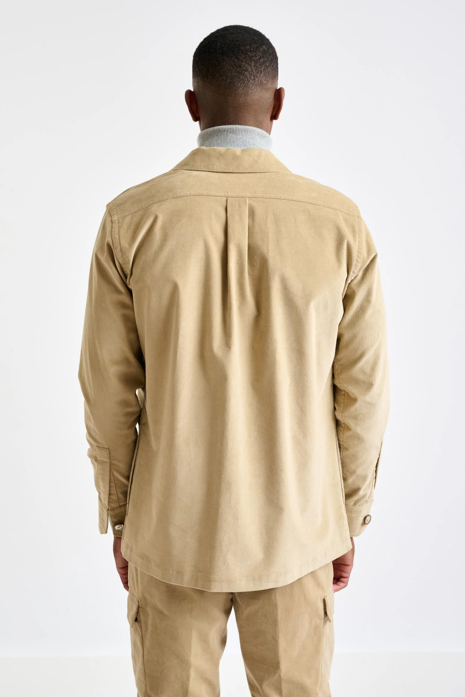 Beige Cotton Overshirt Corduroy - Image 6