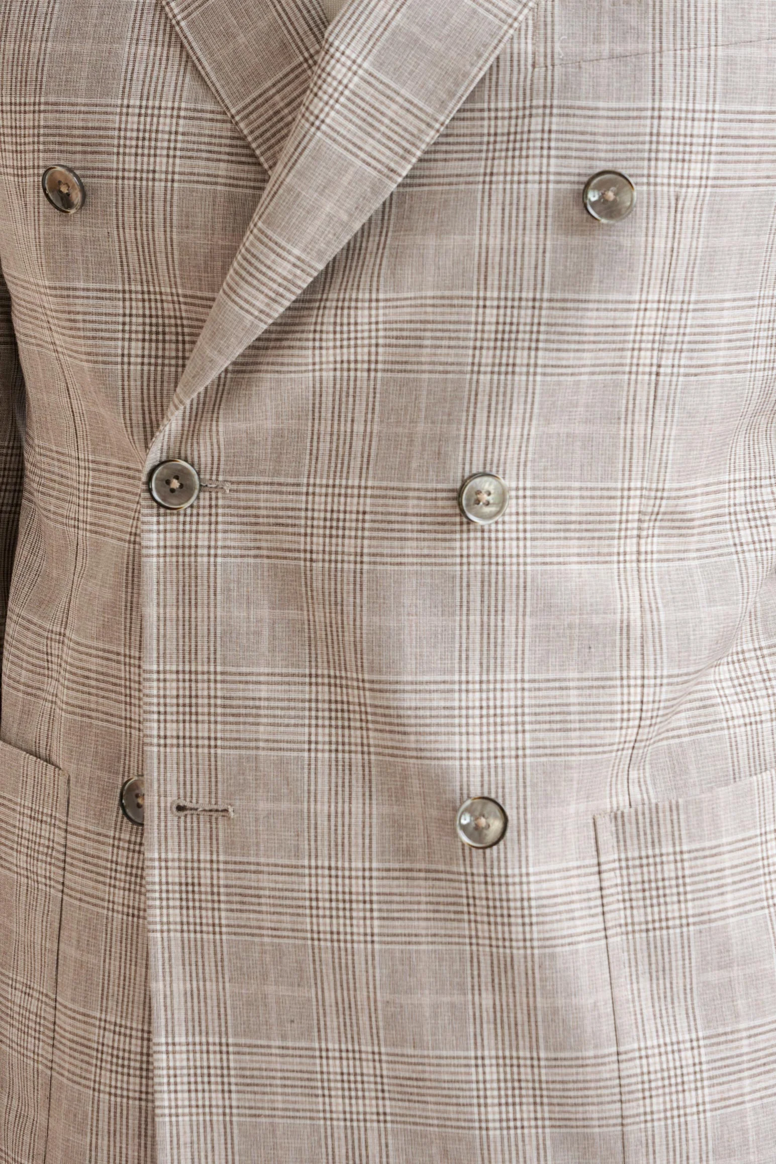 Brown Cream Check Wool & Cotton Kenton Suit Lifestyle - Image 3