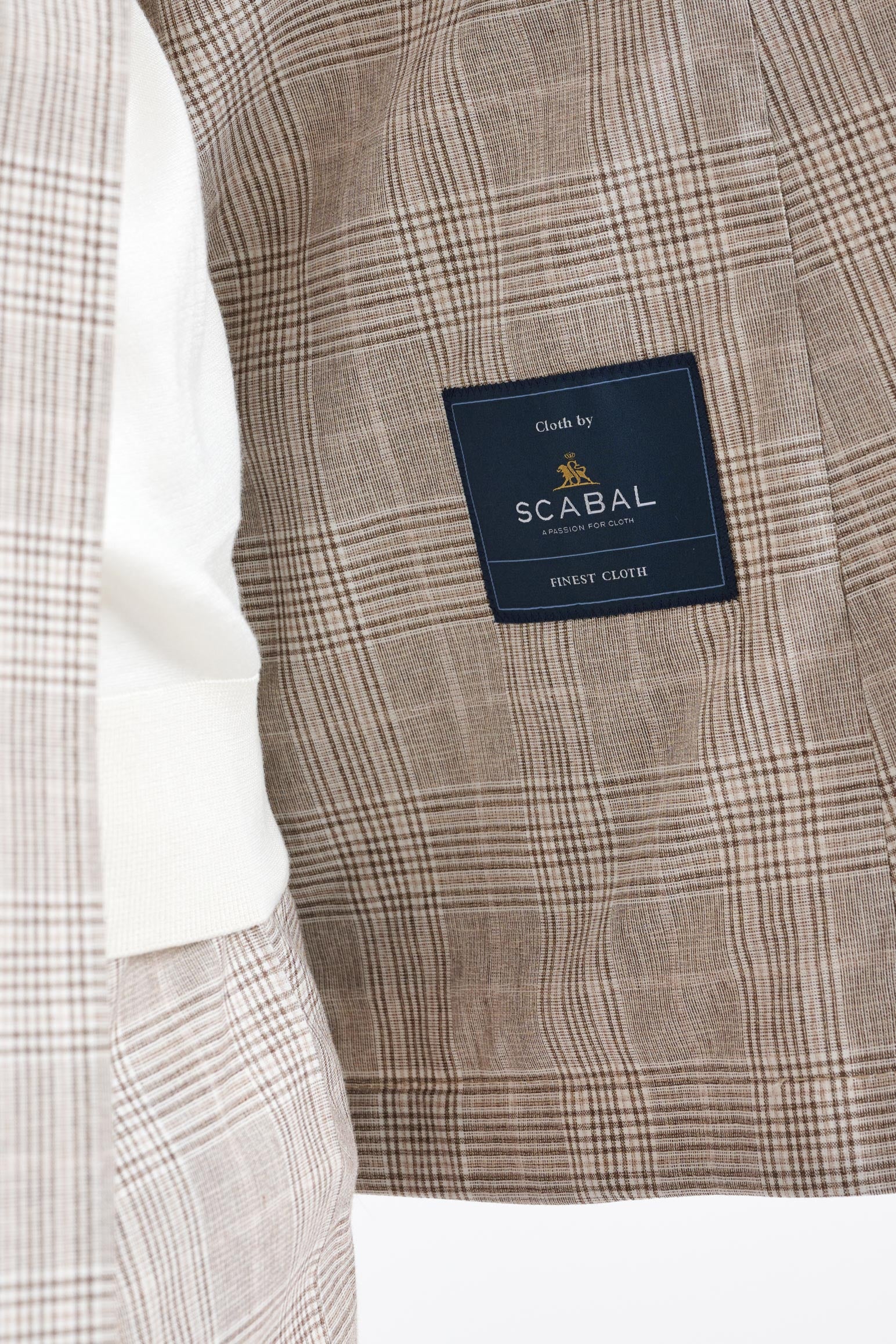 Brown Cream Check Wool & Cotton Kenton Suit Lifestyle - Image 4