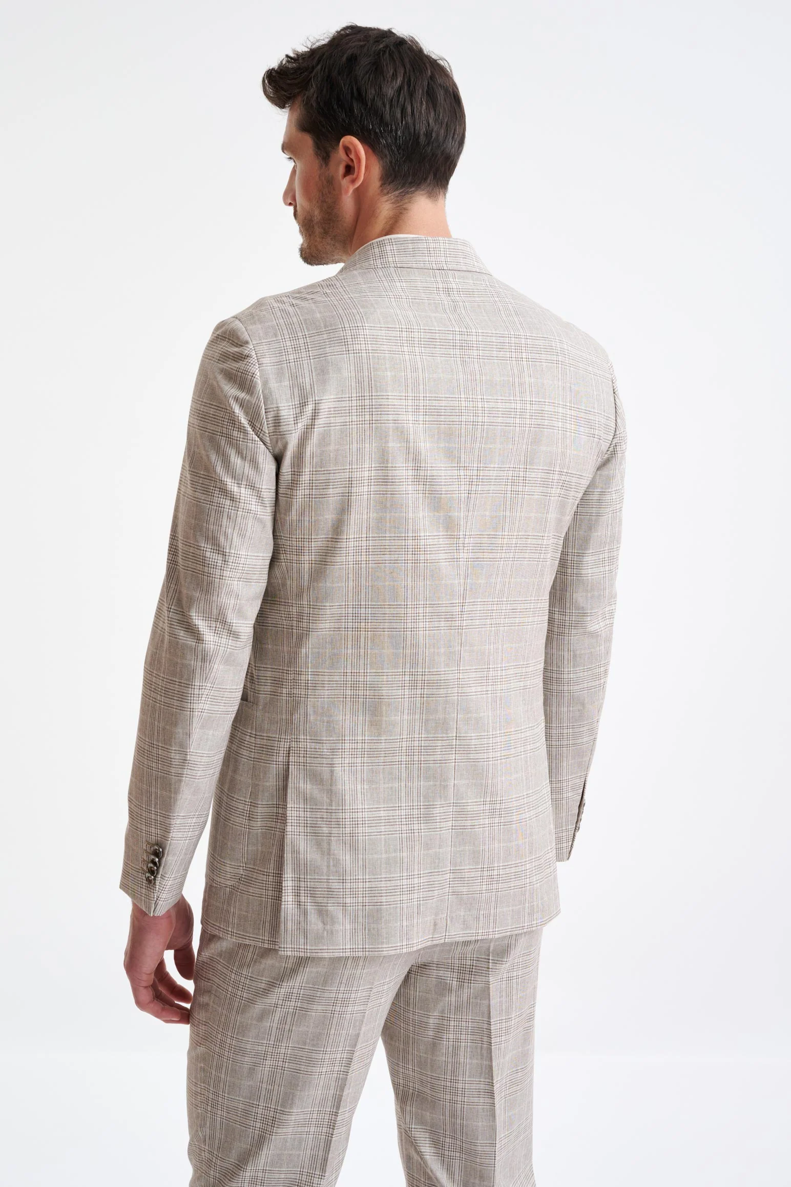 Brown Cream Check Wool & Cotton Kenton Suit Lifestyle - Image 8
