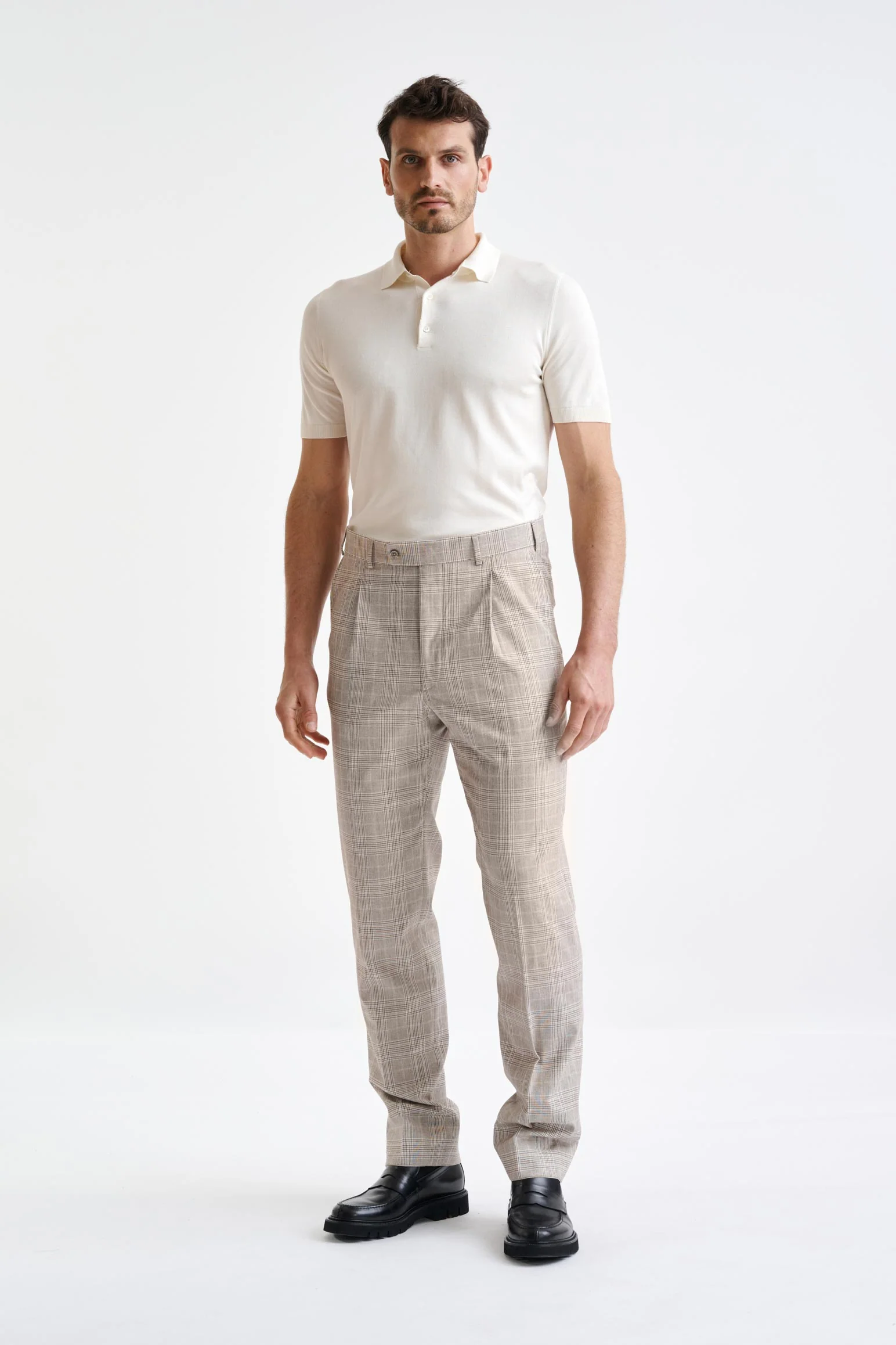 Brown Cream Check Wool & Cotton Kenton Suit Lifestyle - Image 9