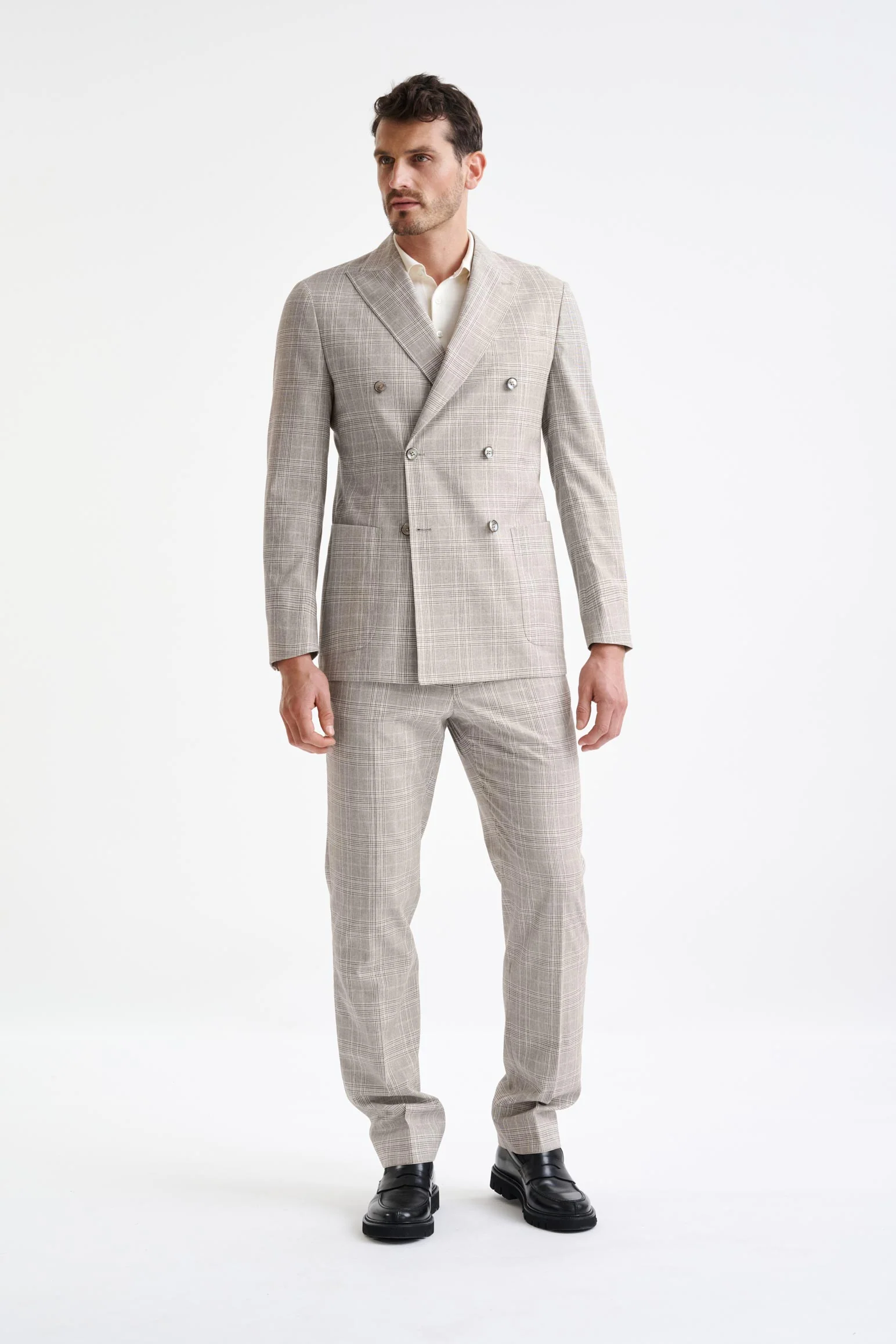 Brown Cream Check Wool Kenton Jacket Lifestyle - Image 6