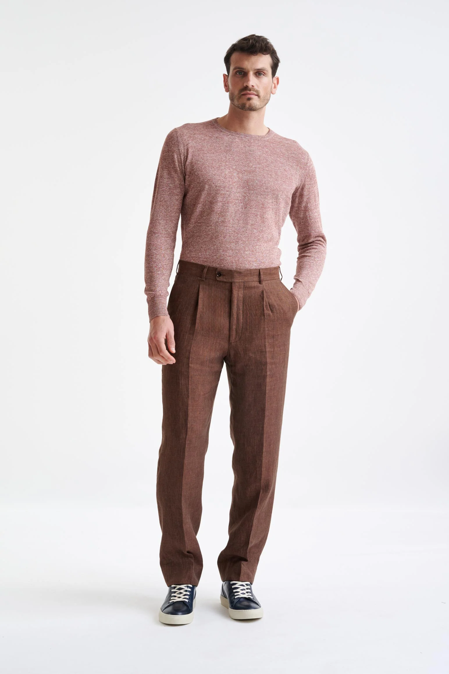 Brown Linen Farley Trousers Pure Linen - Image 2