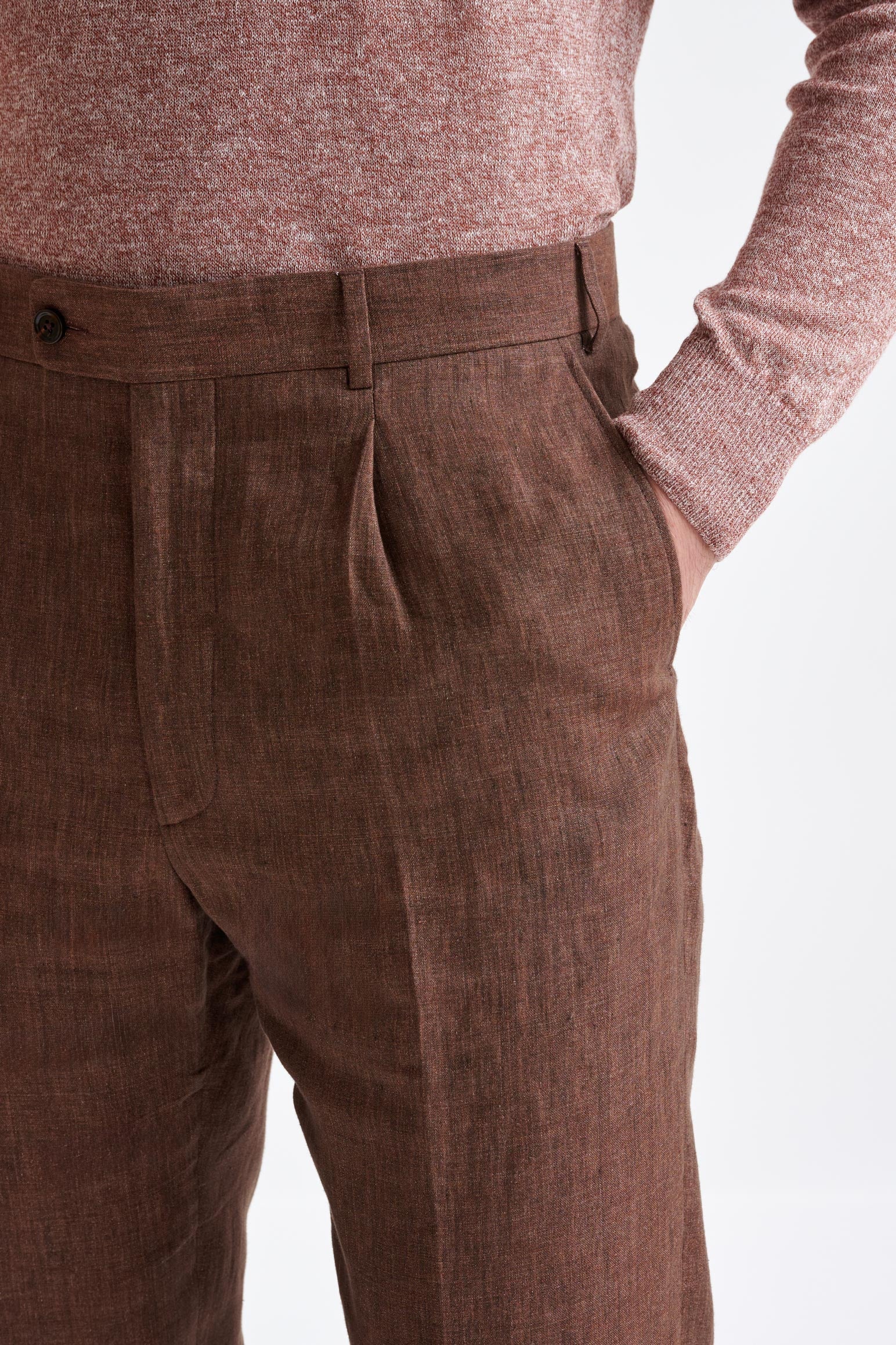 Brown Linen Farley Trousers Pure Linen - Image 3