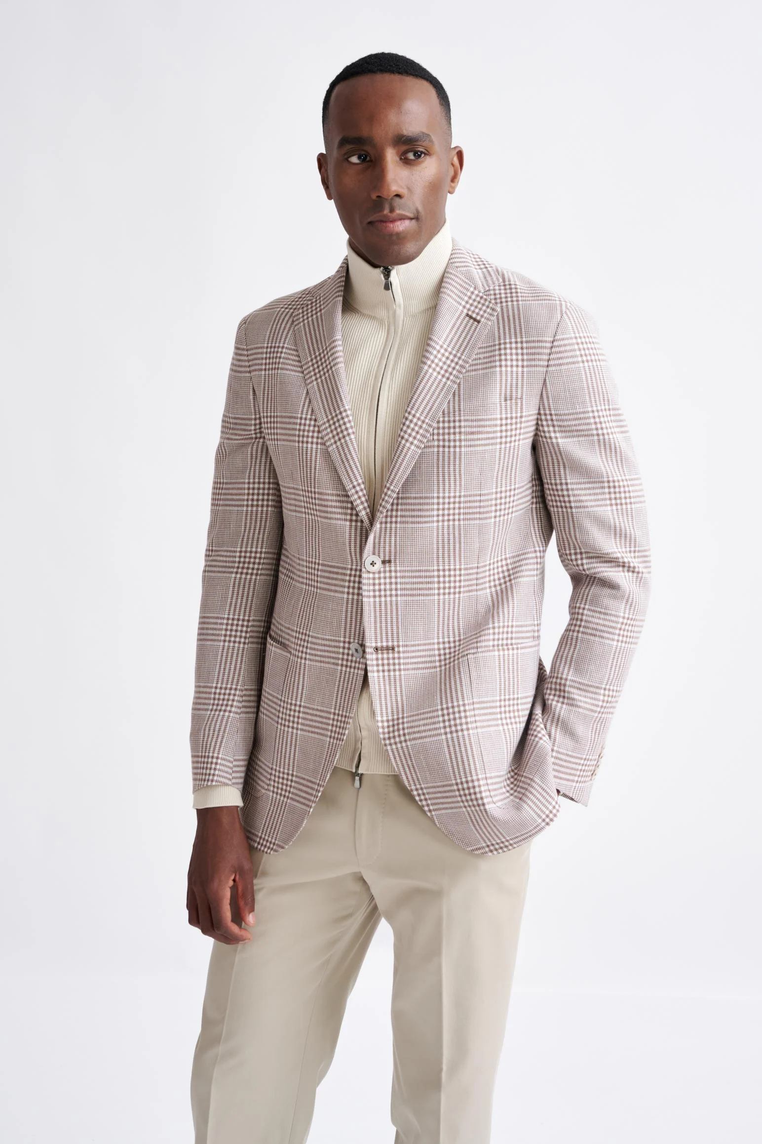 Brown Off White Linen & Wool Kenton Jacket Amalfi Trend