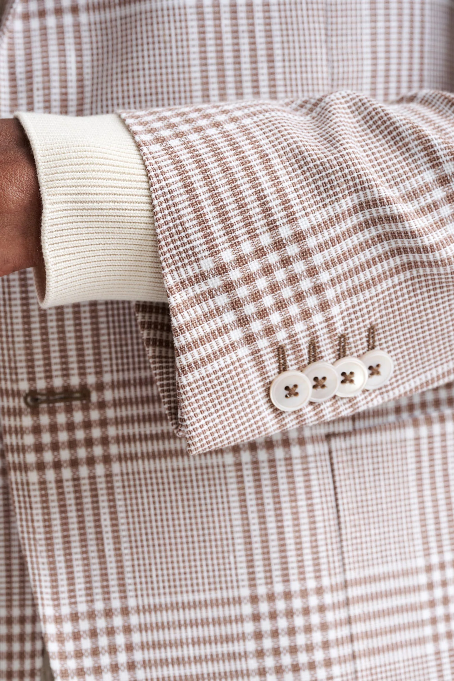 Brown Off White Linen & Wool Kenton Jacket Amalfi Trend - Image 2
