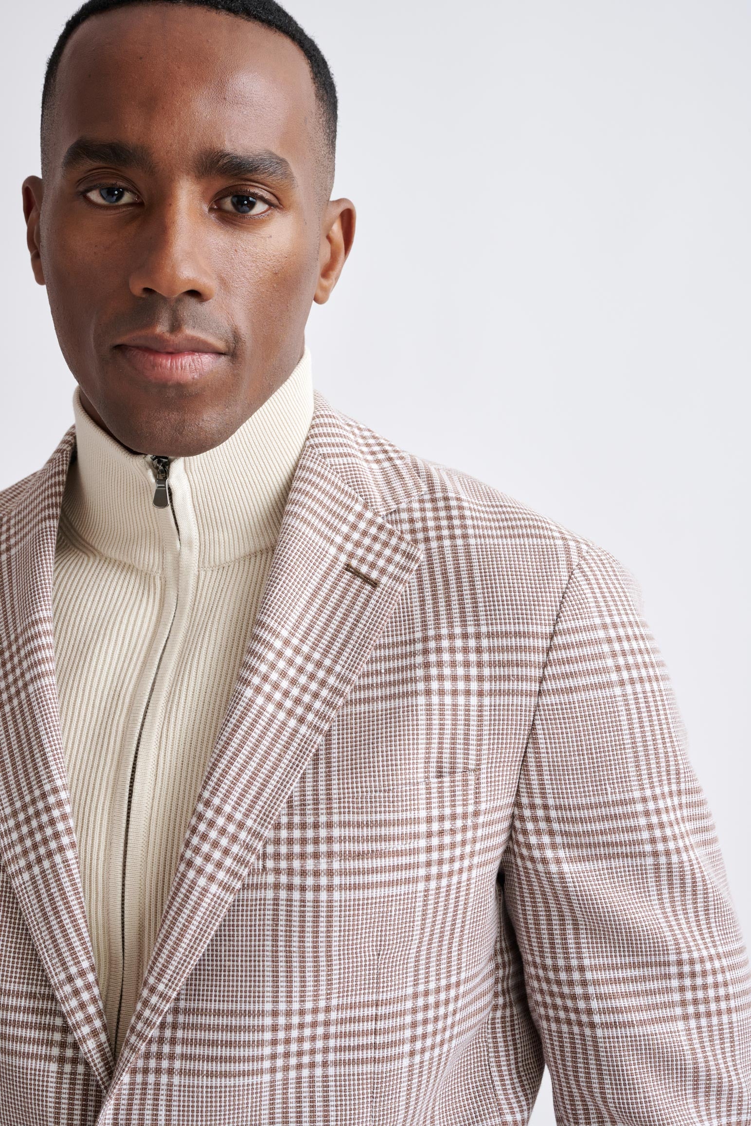 Brown Off White Linen & Wool Kenton Jacket Amalfi Trend - Image 6