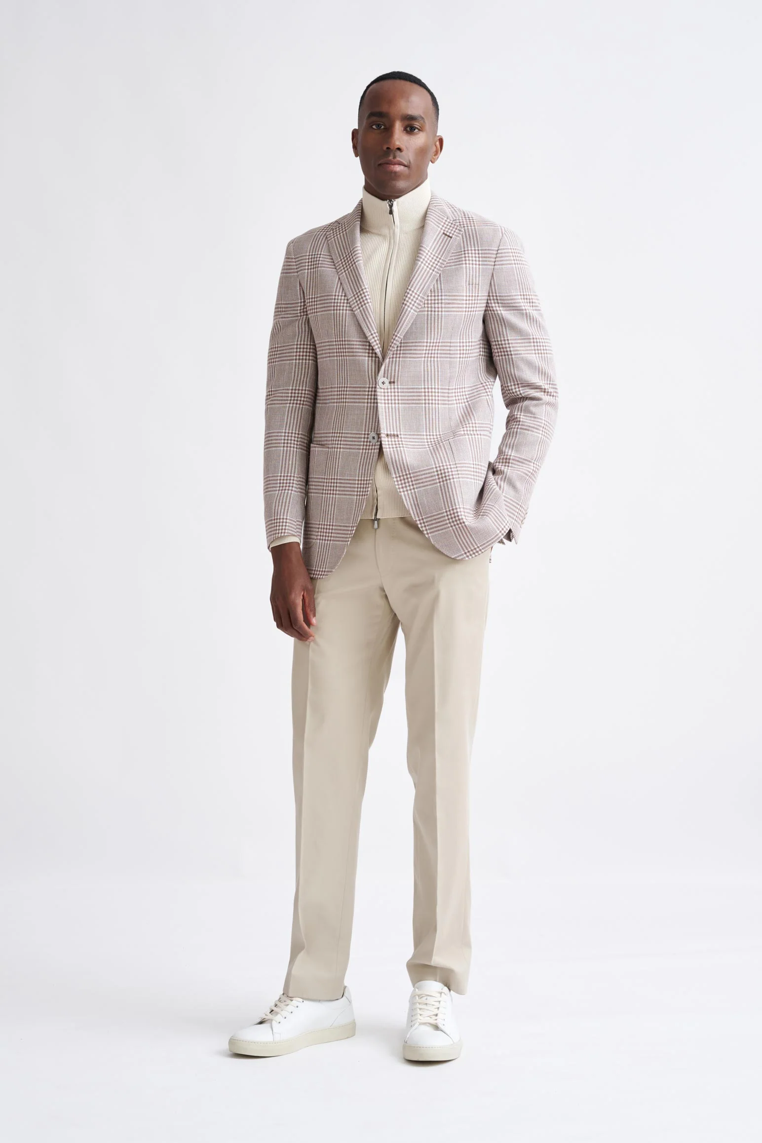 Brown Off White Linen & Wool Kenton Jacket Amalfi Trend - Image 7