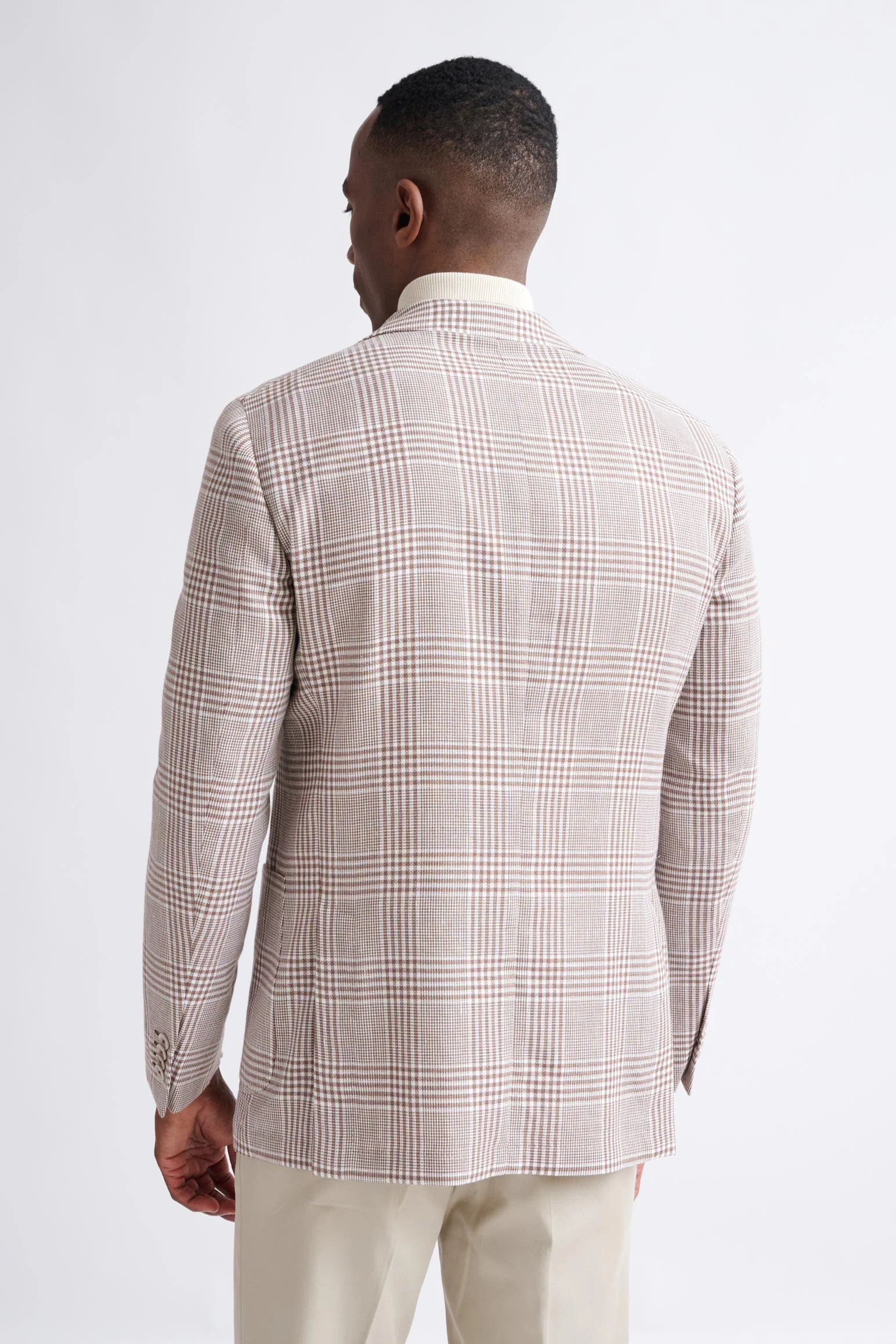 Brown Off White Linen & Wool Kenton Jacket Amalfi Trend - Image 8