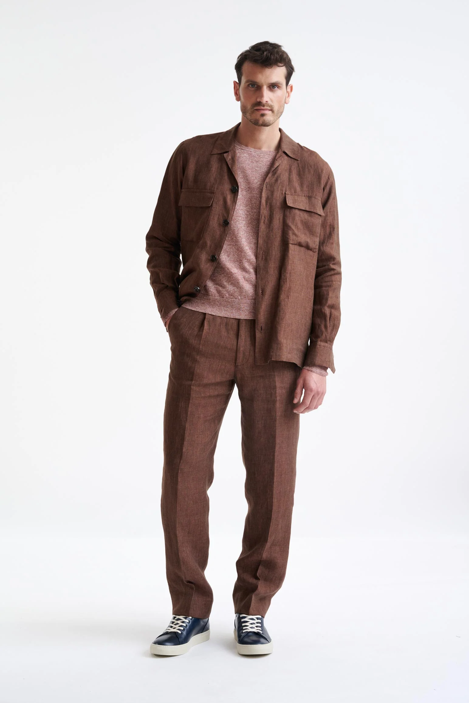Brown Plymouth Overshirt Pure Linen - Image 2