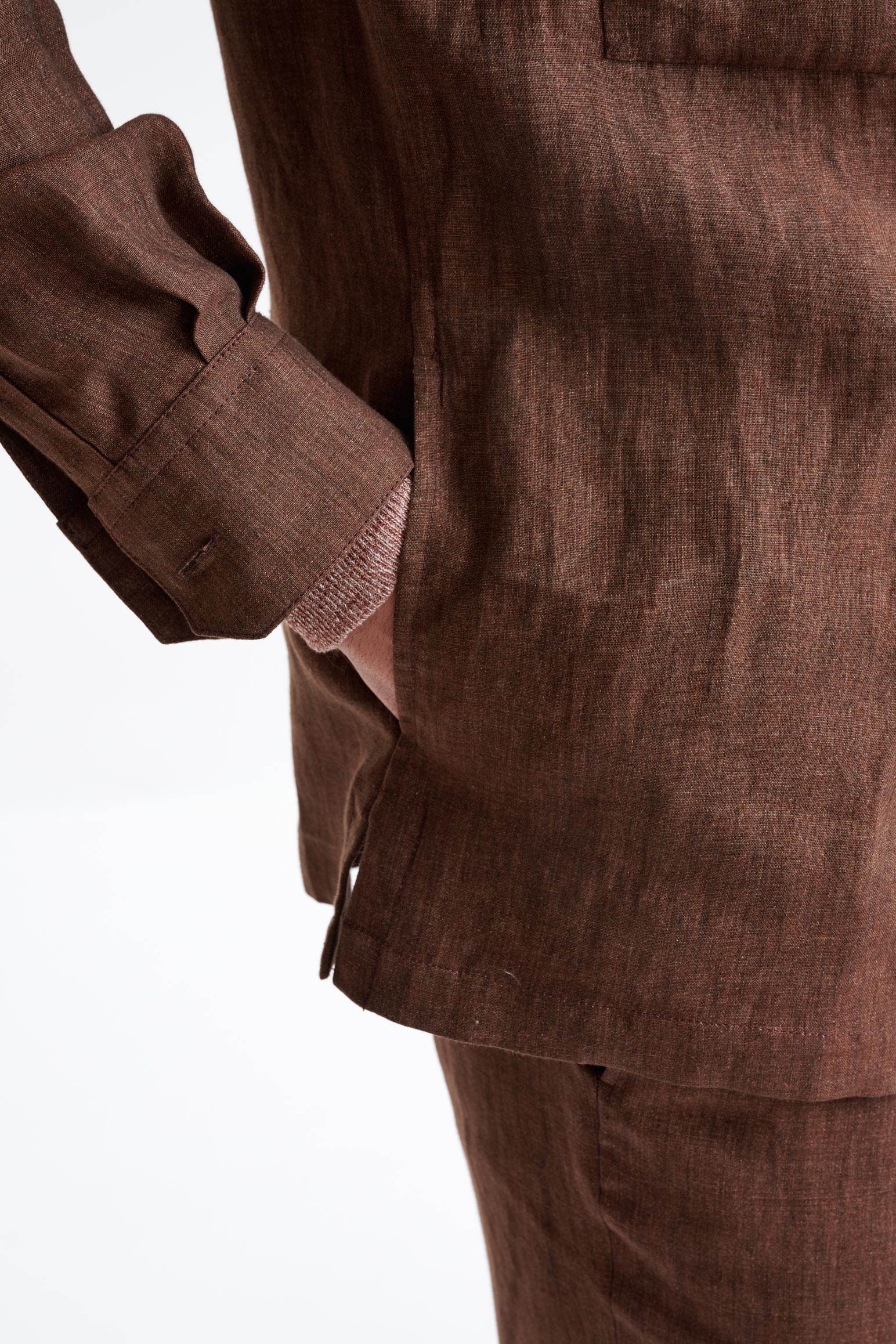 Brown Plymouth Overshirt Pure Linen - Image 5