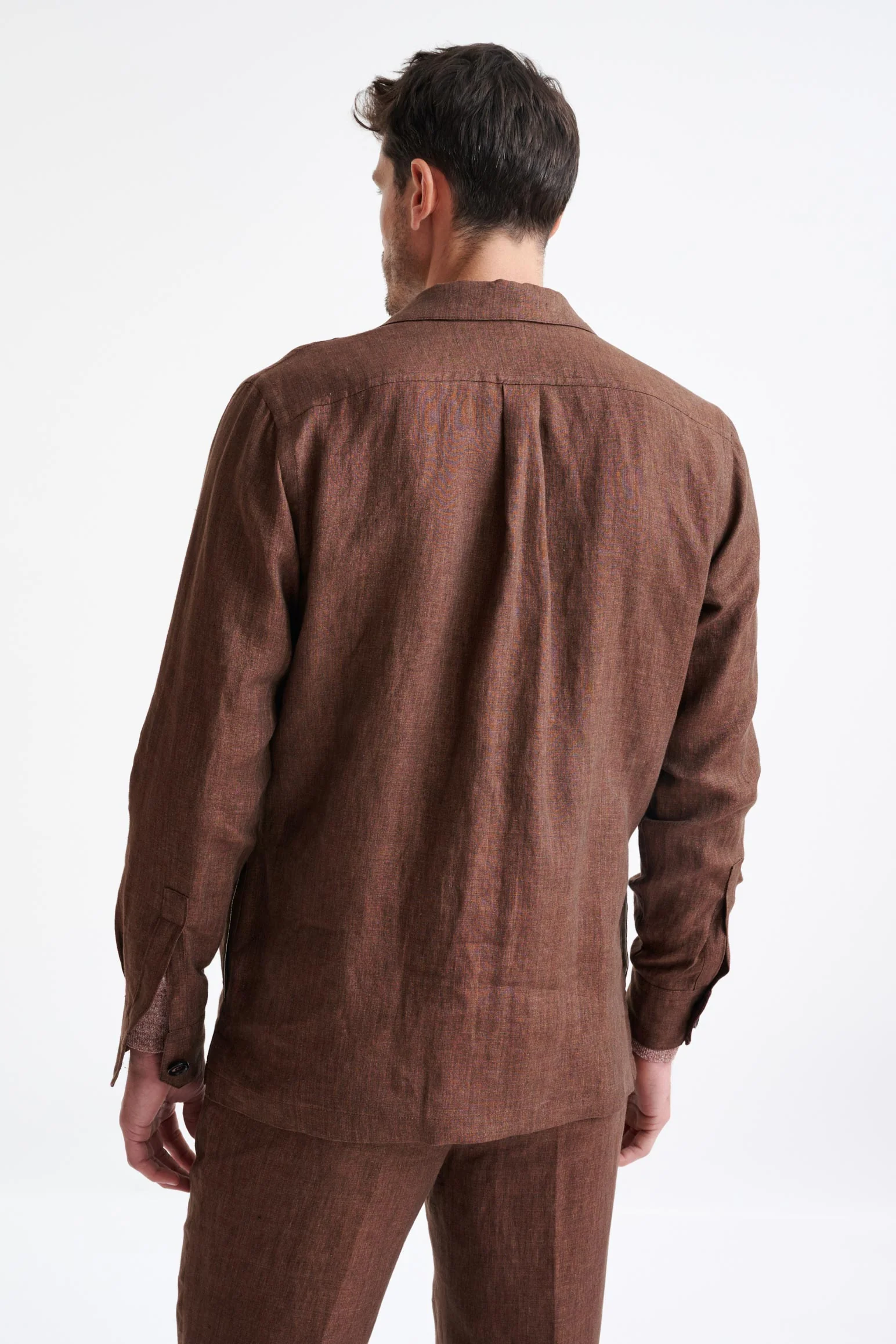 Brown Plymouth Overshirt Pure Linen - Image 6