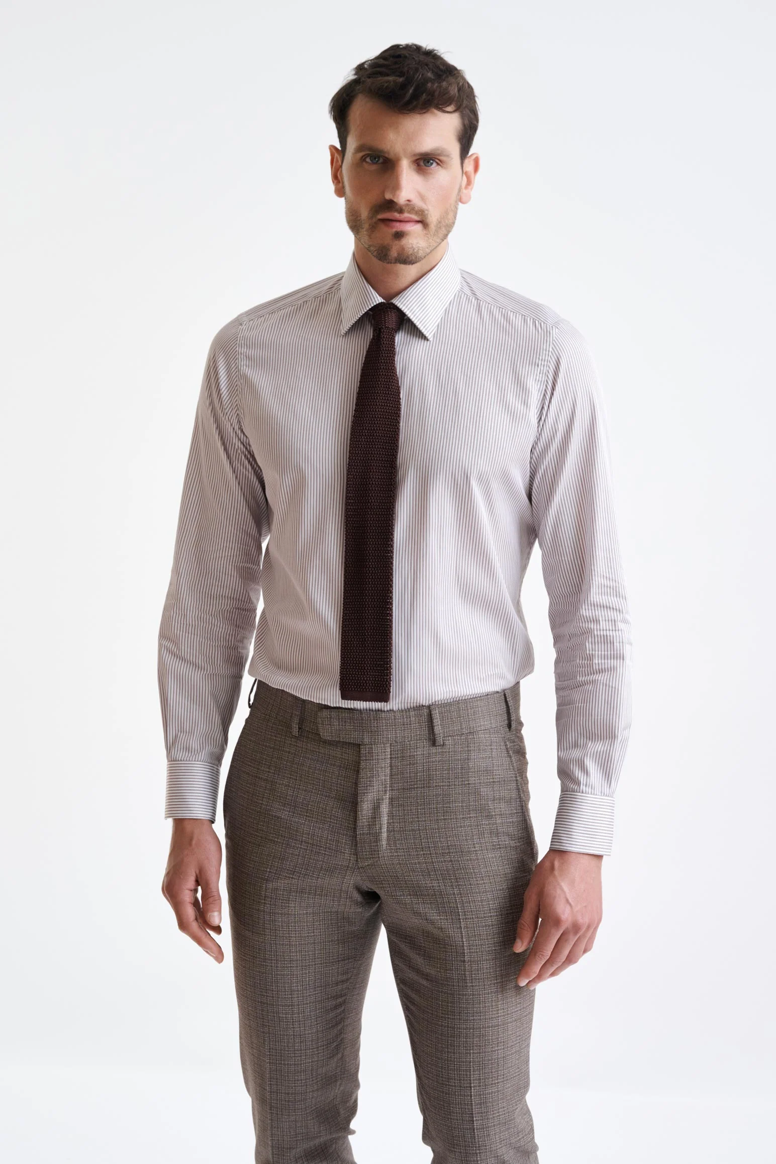 Brown Silk Knitted Tie - Image 2
