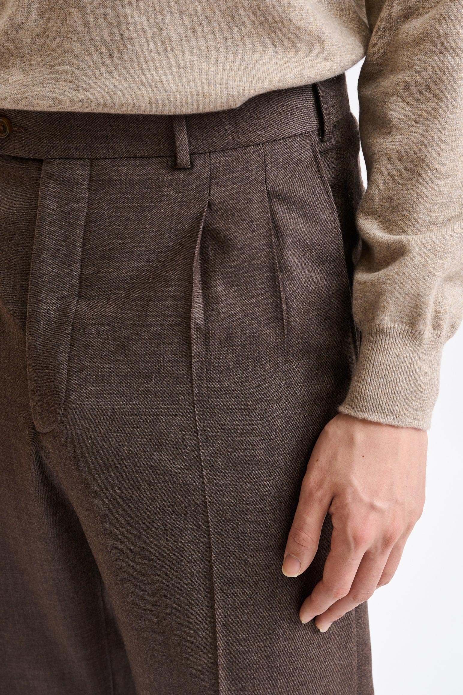 Brown Super 130´s Wool Farley Trousers Hybrid - Image 3