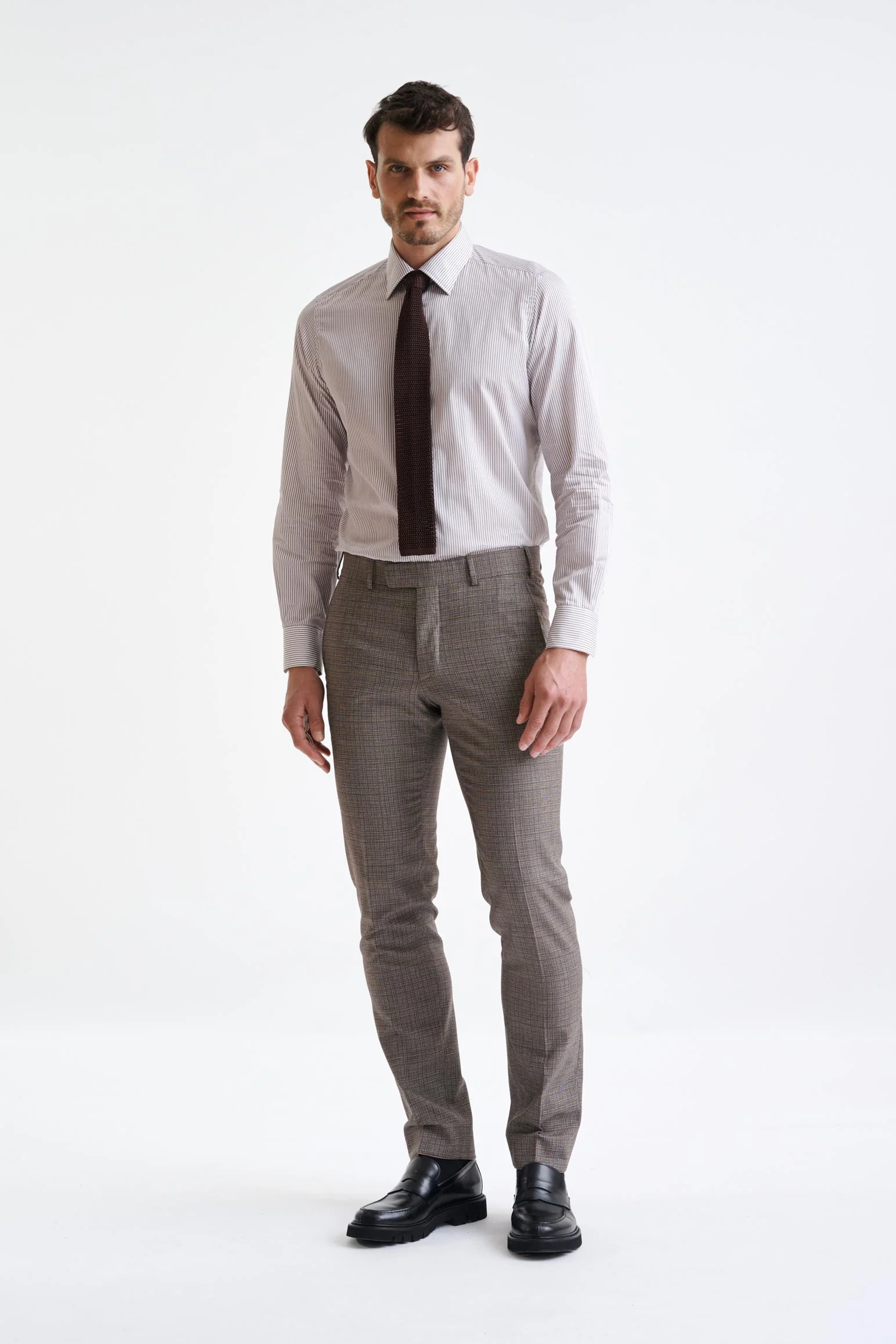 Brown White Wool Farley Trousers Lifestyle - Image 2