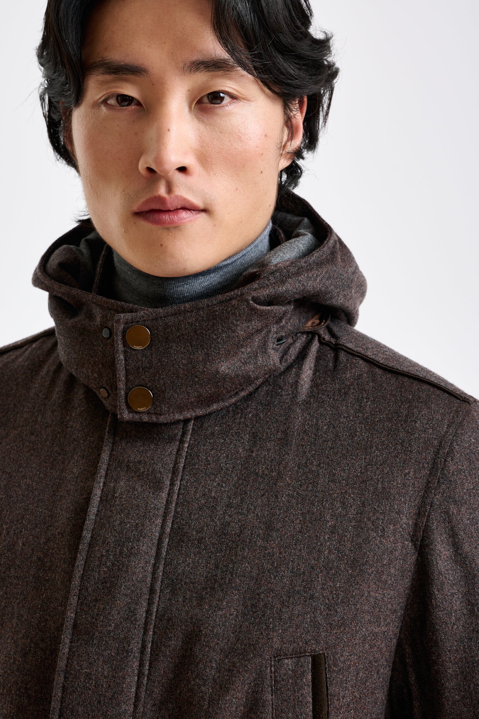 Brown 100% Tech Wool Flannel Bedford Parka - Image 3