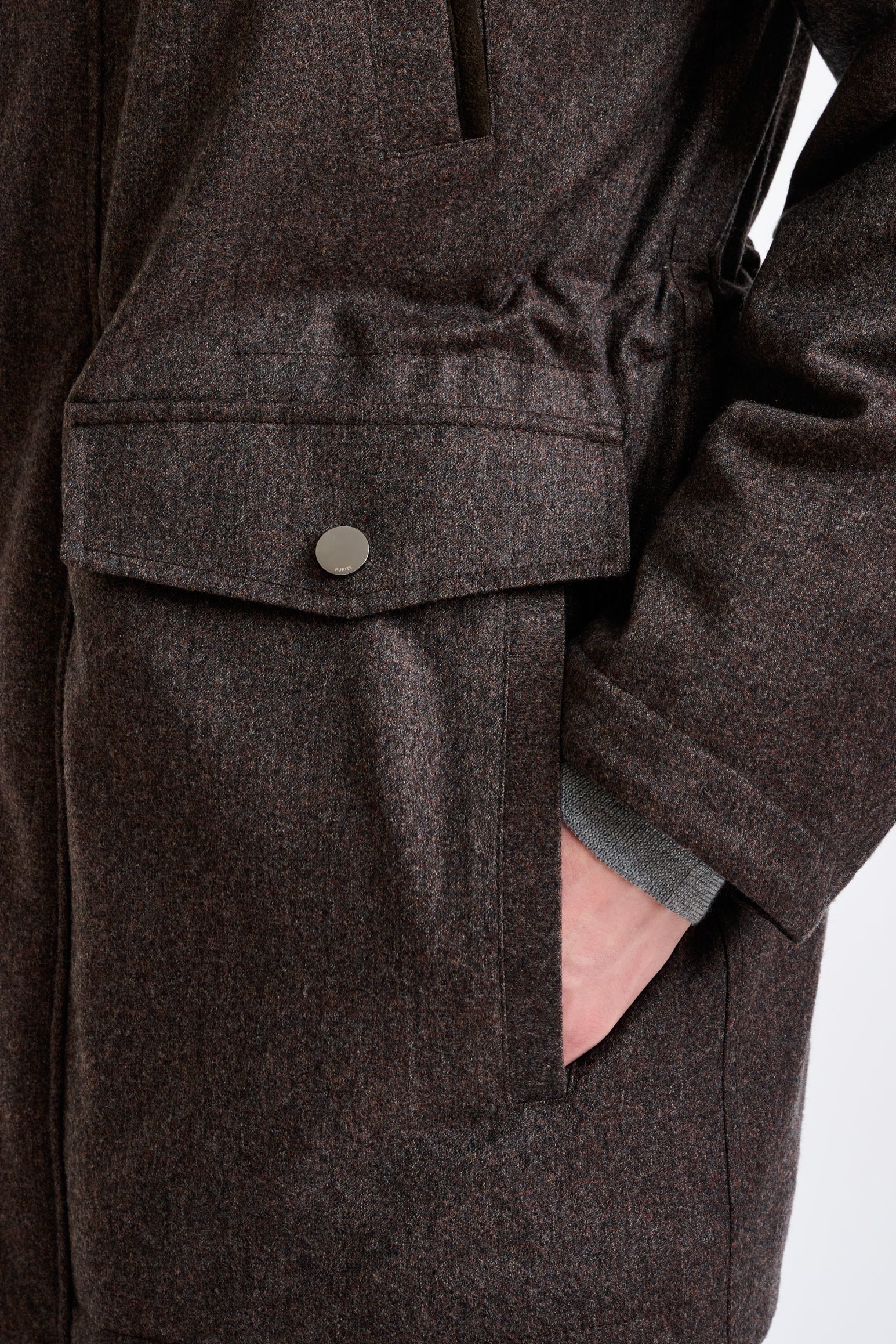 Brown 100% Tech Wool Flannel Bedford Parka - Image 4