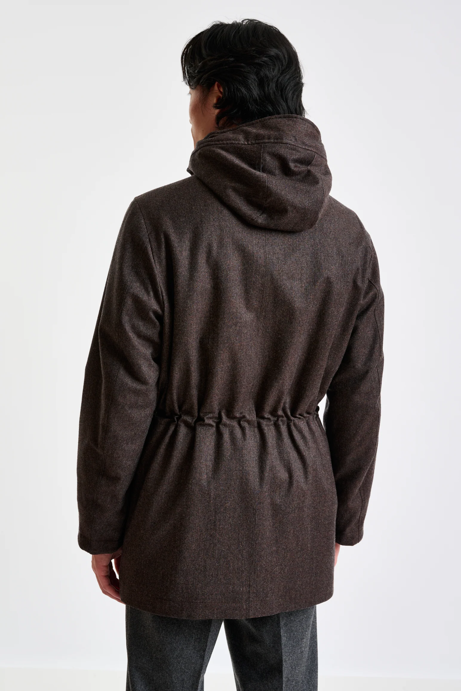 Brown 100% Tech Wool Flannel Bedford Parka - Image 6
