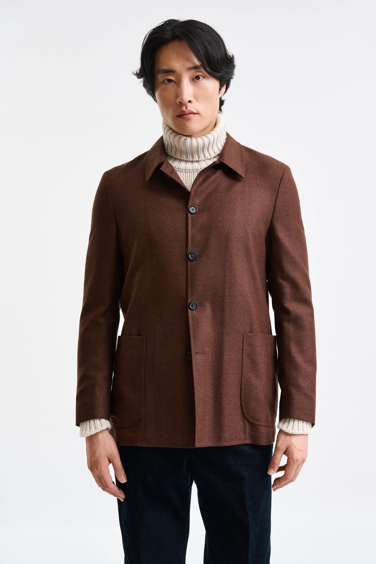 Brown Wool Chelsea Shirt Jacket Harmony