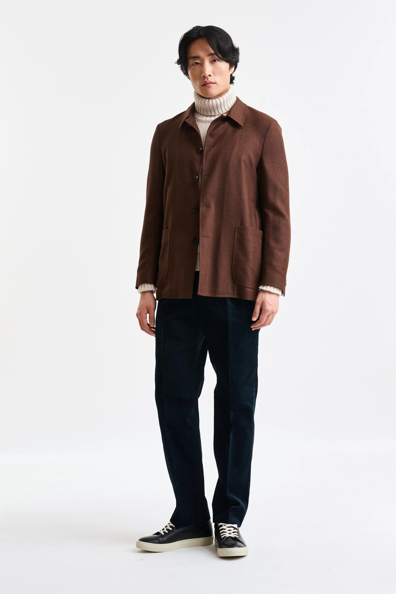 Brown Wool Chelsea Shirt Jacket Harmony - Image 4