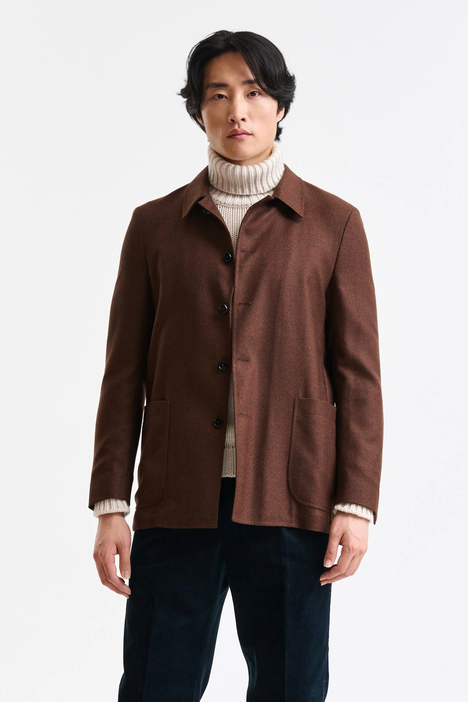 Brown Wool Chelsea Shirt Jacket Harmony - Image 5