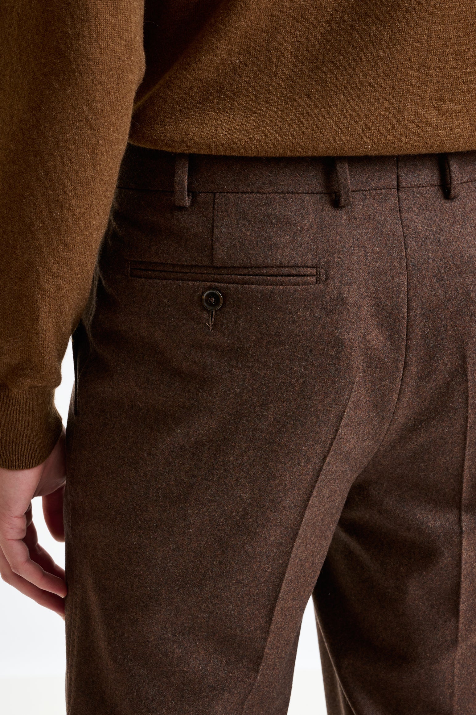Brown Super 100's Wool Farley Trousers Flannel & Saxony - Image 5