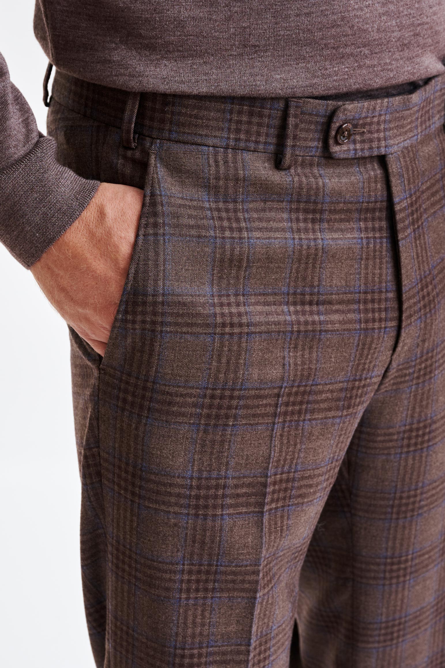 Brown Super 130's Wool Farley Trousers Hybrid - Image 3